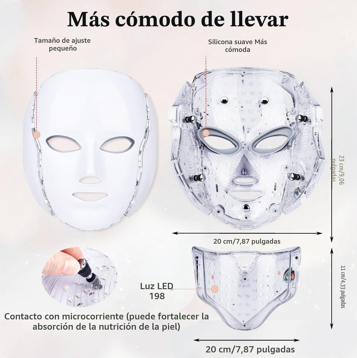 Mascara LED Facial de 7 Colores con Control Remoto para Cara y Cuello