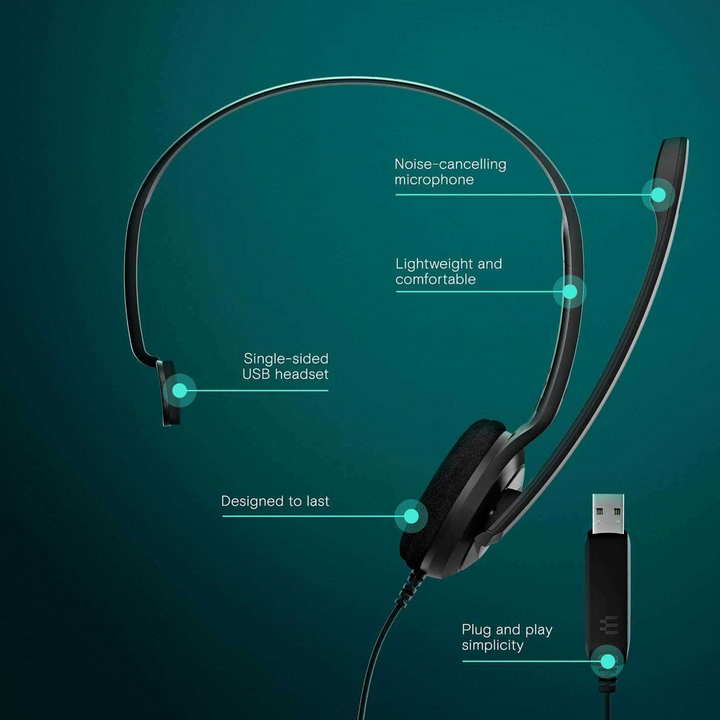 Auriculares Mono USB Sennheiser PC 7 para PC y MAC