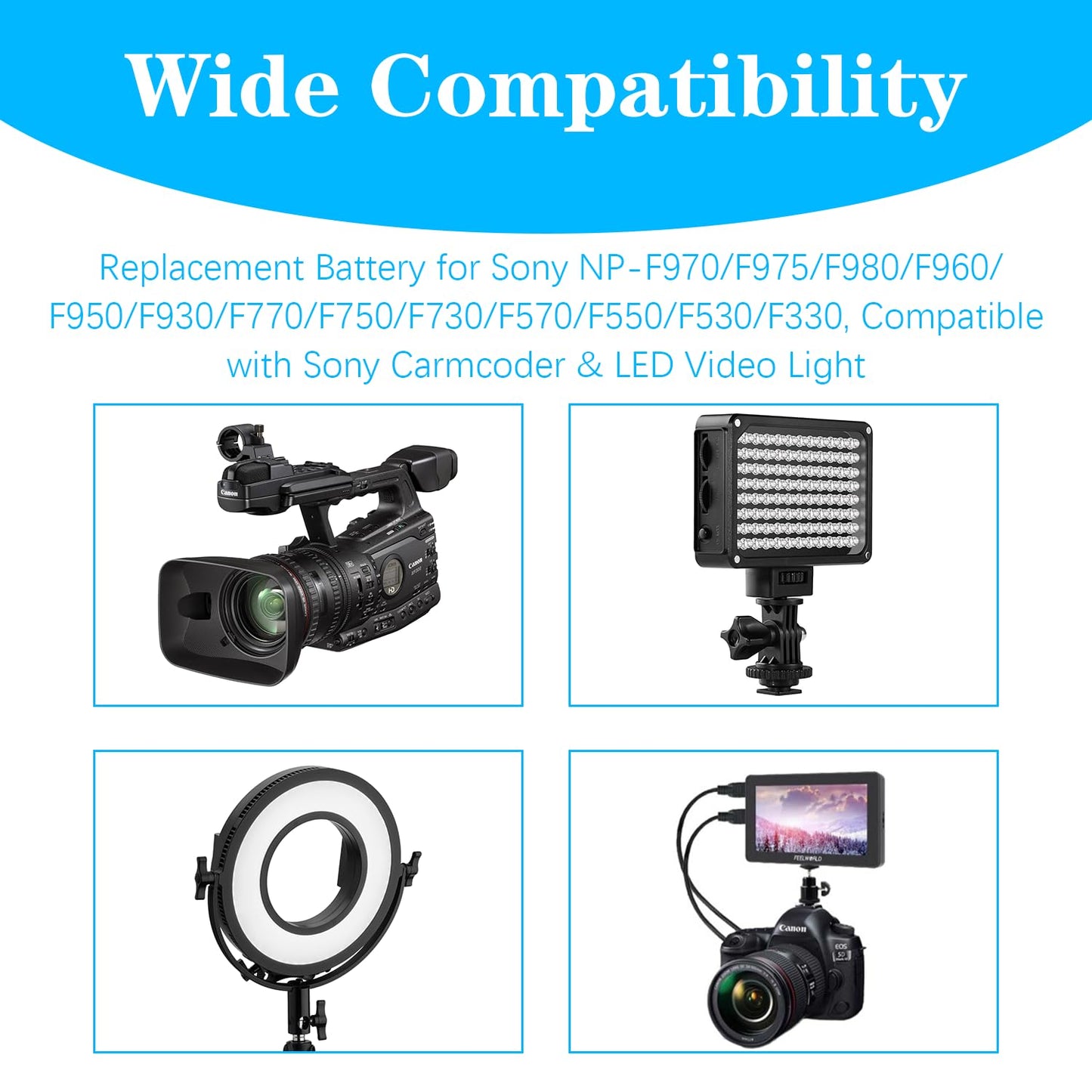 Paquete de 2 Baterías Tectra NP-F750 Sony Negro con Cable Micro USB