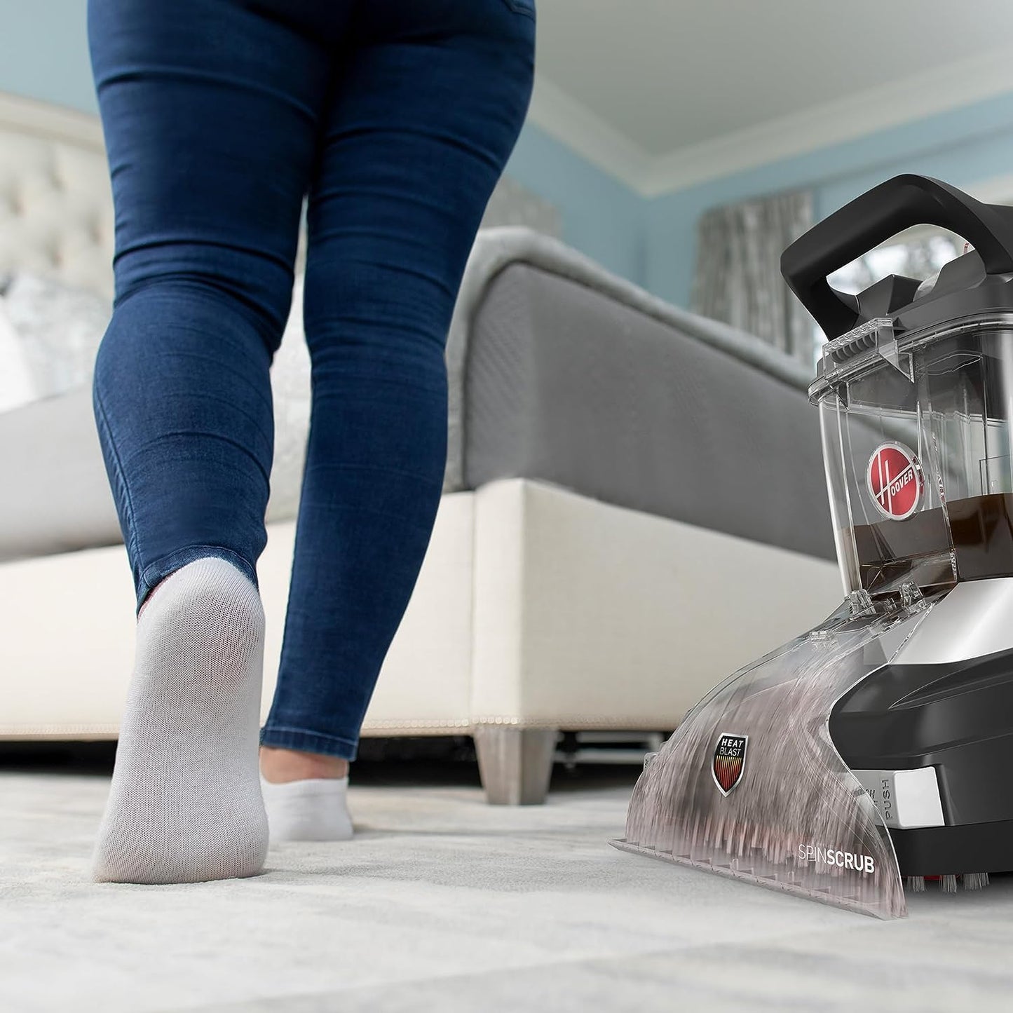 Hoover PowerScrub XL - Máquina limpiadora de alfombras para alfombras y tapicería, máquina de limpieza profunda con herramientas multiusos, succión potente, combina con solución de limpieza de