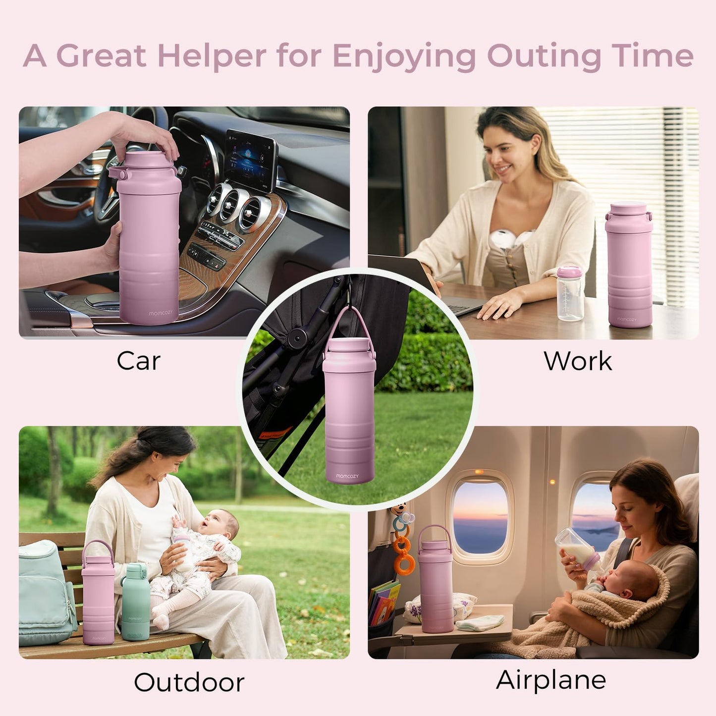 Momcozy Enfriador Portátil de Leche Materna de 22 oz para Exteriores, Salvavidas con Enfriamiento Total de 360° por 24 Horas, Enfriador de Leche Materna de Viaje de Mayor Capacidad con 2 Biberones