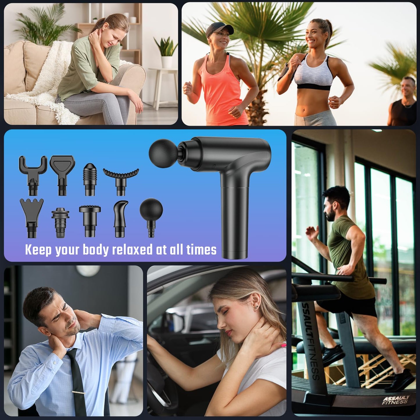 Pistola De Masaje Masajeador De Espalda Pistola Masajeadora Muscular,Massage Gun Con Pantalla Táctil LED, Masajeadors Profesional Mudo De Tejido Muscular Profundo, 20 Velocidades Ajustables Para Cuello y Hombros