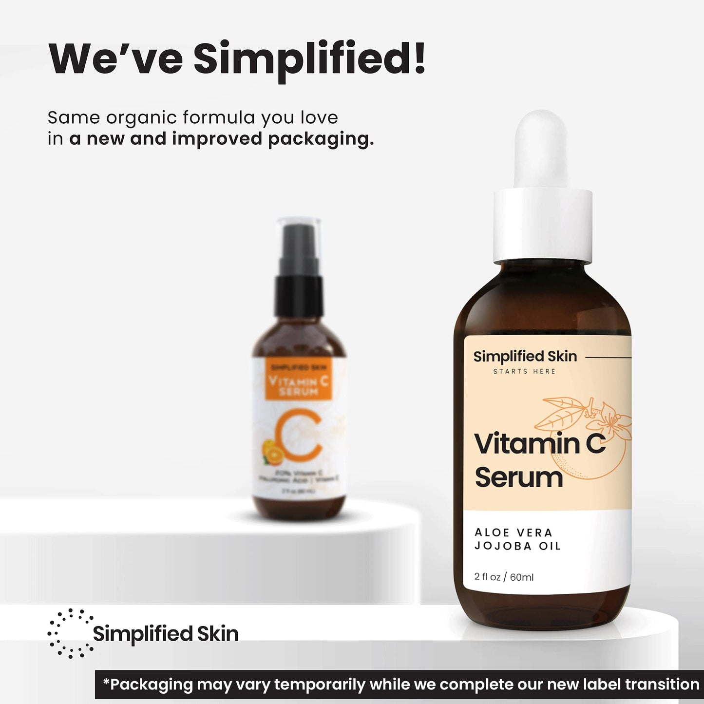 Sérum de vitamina C 20% para cara y ojos (2 onzas), tratamiento antienvejecimiento, arrugas, acné y manchas oscuras con ácido hialurónico y suero facial antioxidante de Simplified Skin