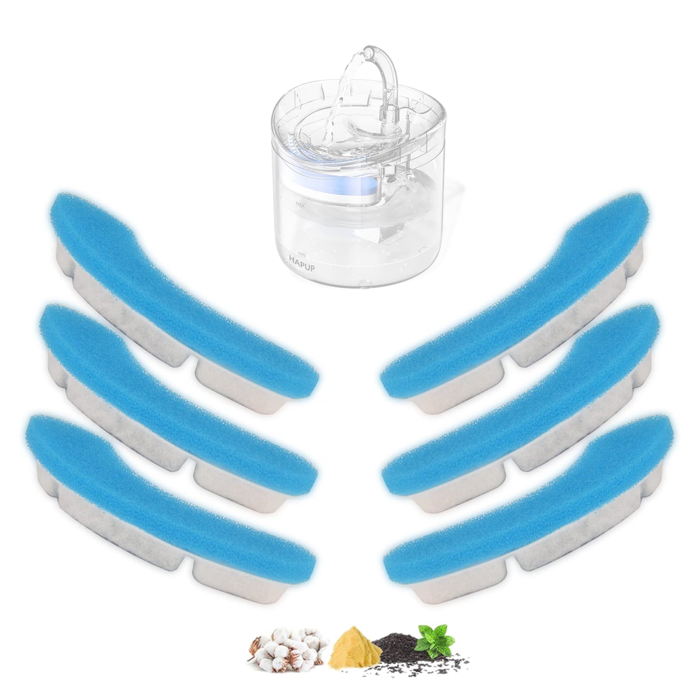 Filtro de fuente de agua para gatos de repuesto, filtro de fuente de gato en forma de arco, seguro, lavable, filtros de fuente de agua de animales con 4 sistemas de filtración para Dog Kitty Spout Cat