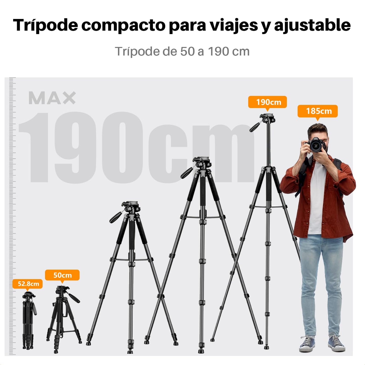 Kisfam 190 cm Trípode de Cámara para Celular, Tripie para Cámara Fotográfica con Control Remoto Inalámbrico, Rotación de 360° y Bolsa de Transporte, Compatible con DSLR, iPhone, Android y Tabletas