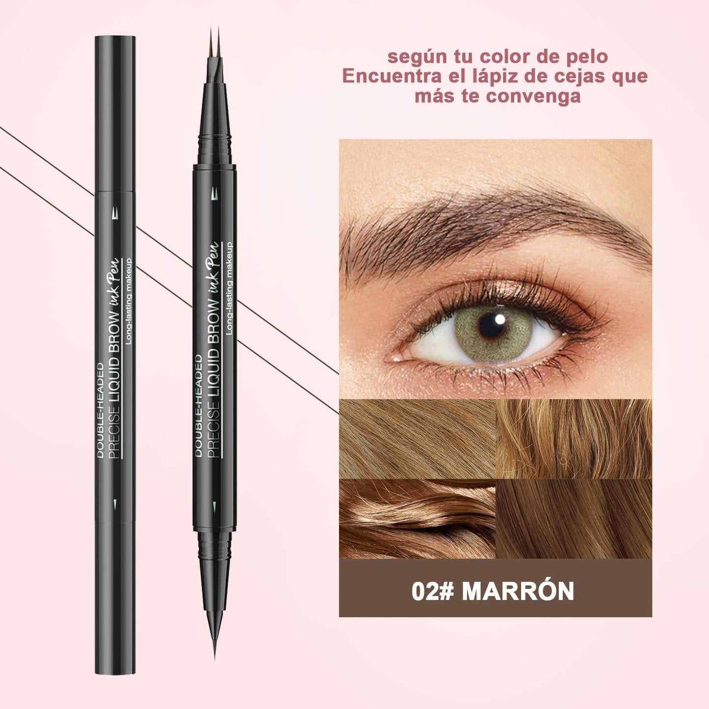 LEKOU Liquid Eyebrow Pen, 2 en 1 Dual-Ended Eyebrow Pencil, Lapiz de Cejas Larga Duracion 3D Waterproof, Plumín de Cejas Microblading para Delineador Cejas Natural (Marrón)