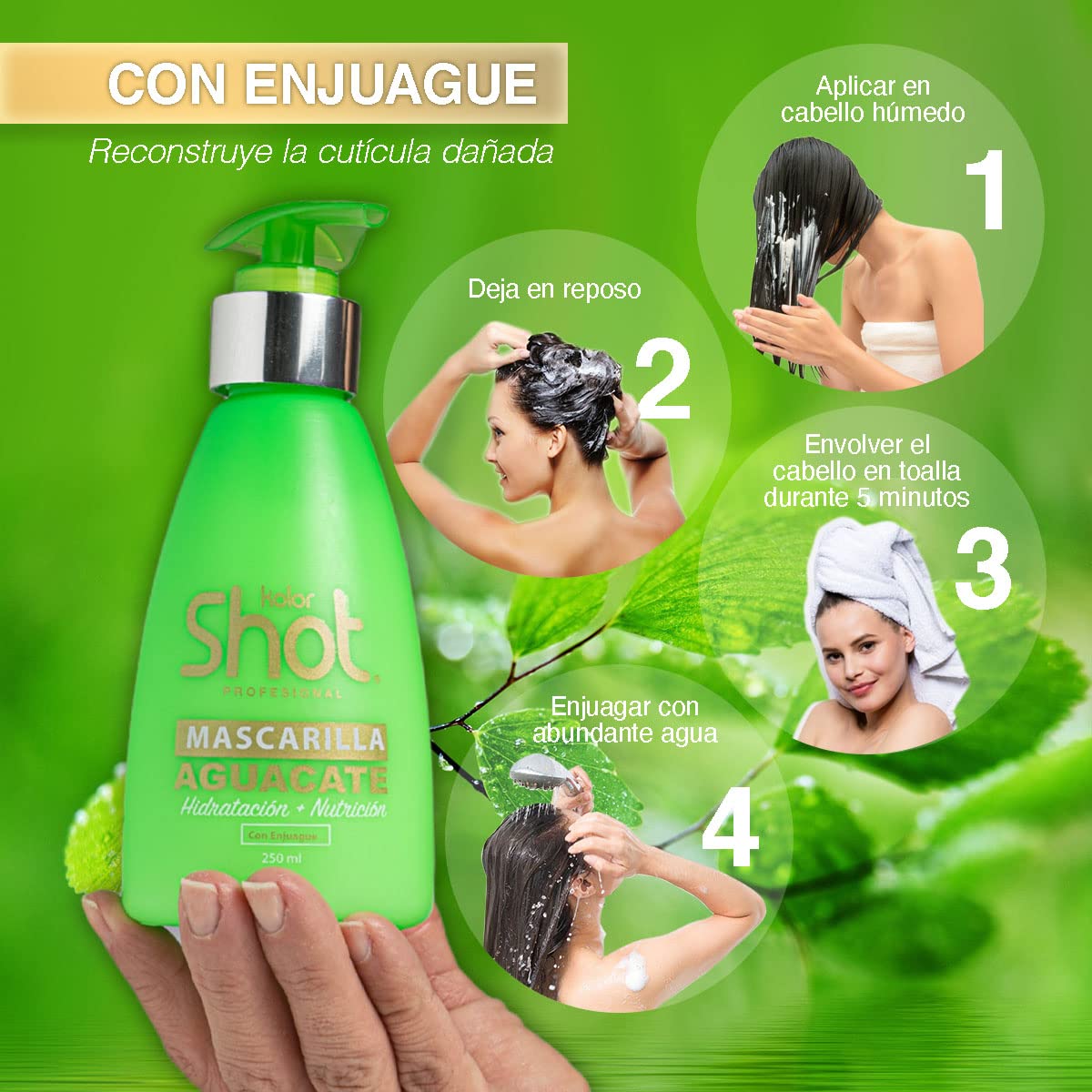 Mascarilla para Cabello Kolor Shot Aguacate Tratamiento Reconstructor Hidrata y Nutre