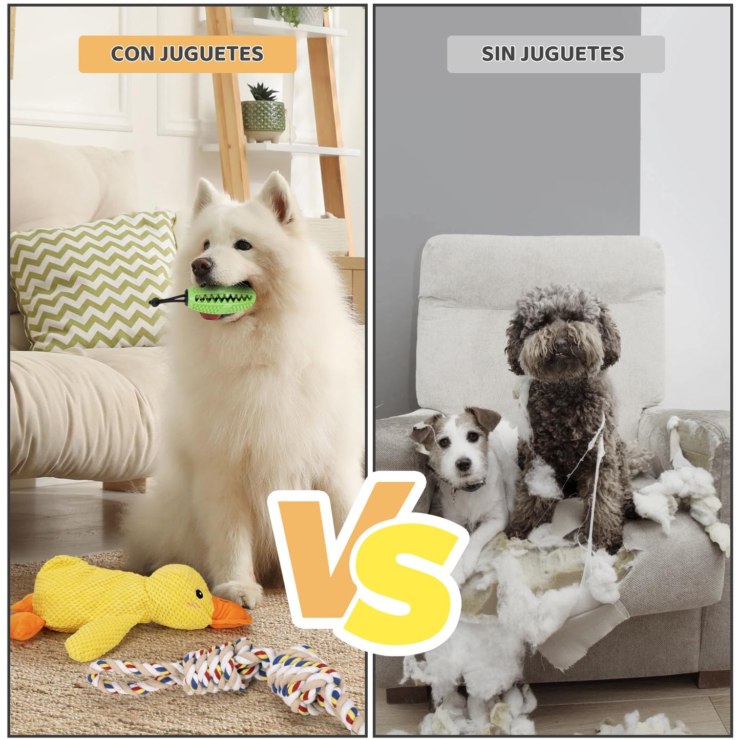 wishkit Juguete Peluche para Perro, Juguetes para Perros ansiosos, Paquete de 3 Juguetes para Masticar para Perros, Juguetes para Cachorros, Juguetes de Cuerda con Nudos para Limpieza Dental