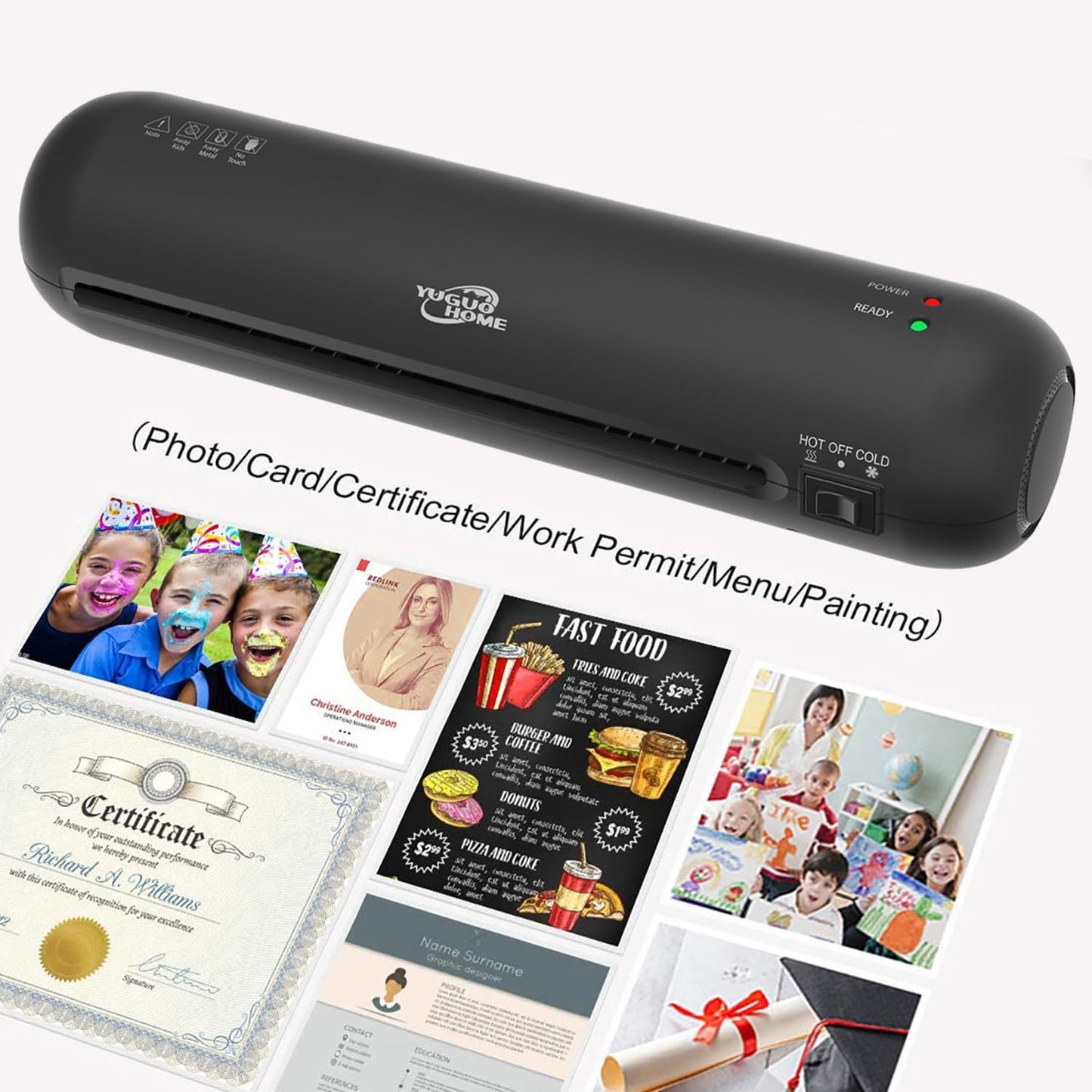 Laminadora Enmicadora Térmica+Cortador de Papel+300 Hojas Laminadoras, Laminador Térmico Personal con Recortadora de Papel y Redondeadora de Esquinas para Casa y Oficina