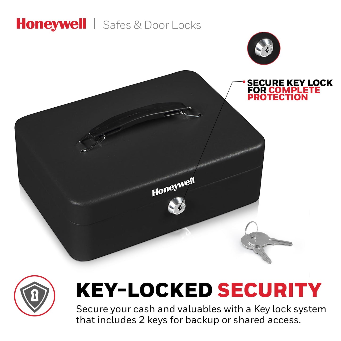 Honeywell Safes & Door Locks - 6112 Standard Steel Cash Box with Key Lock, Black