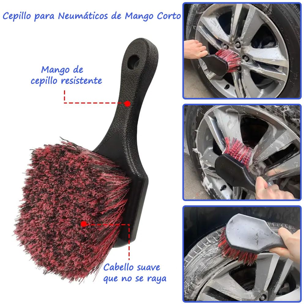 Juego de 15 Cepillos para Detalles Limpieza de Coche - Cepillos para Rueda, Kit de Limpieza de Coche, Kit Profesional de Cuidado de Coche, para Limpiar Ruedas de Coche y Exterior Interior (15PCS)