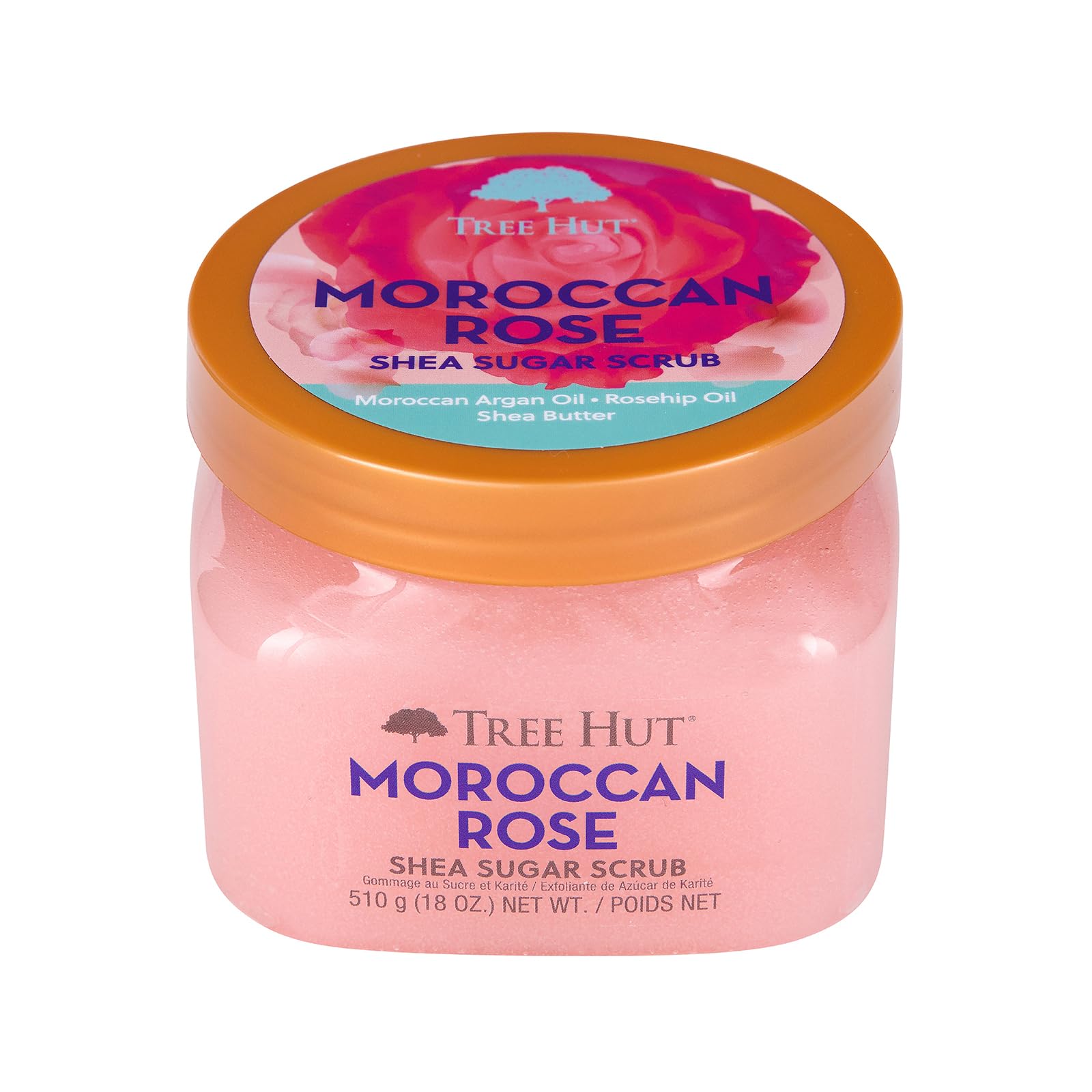 TREE HUT, Moroccan Rose Shea Sugar Scrub, Exfoliante Corporal de Azúcar Natural con Manteca de Karité y Esencia de Rosa Marroquí, Exfolia e Hidrata la Piel, 510 gramos