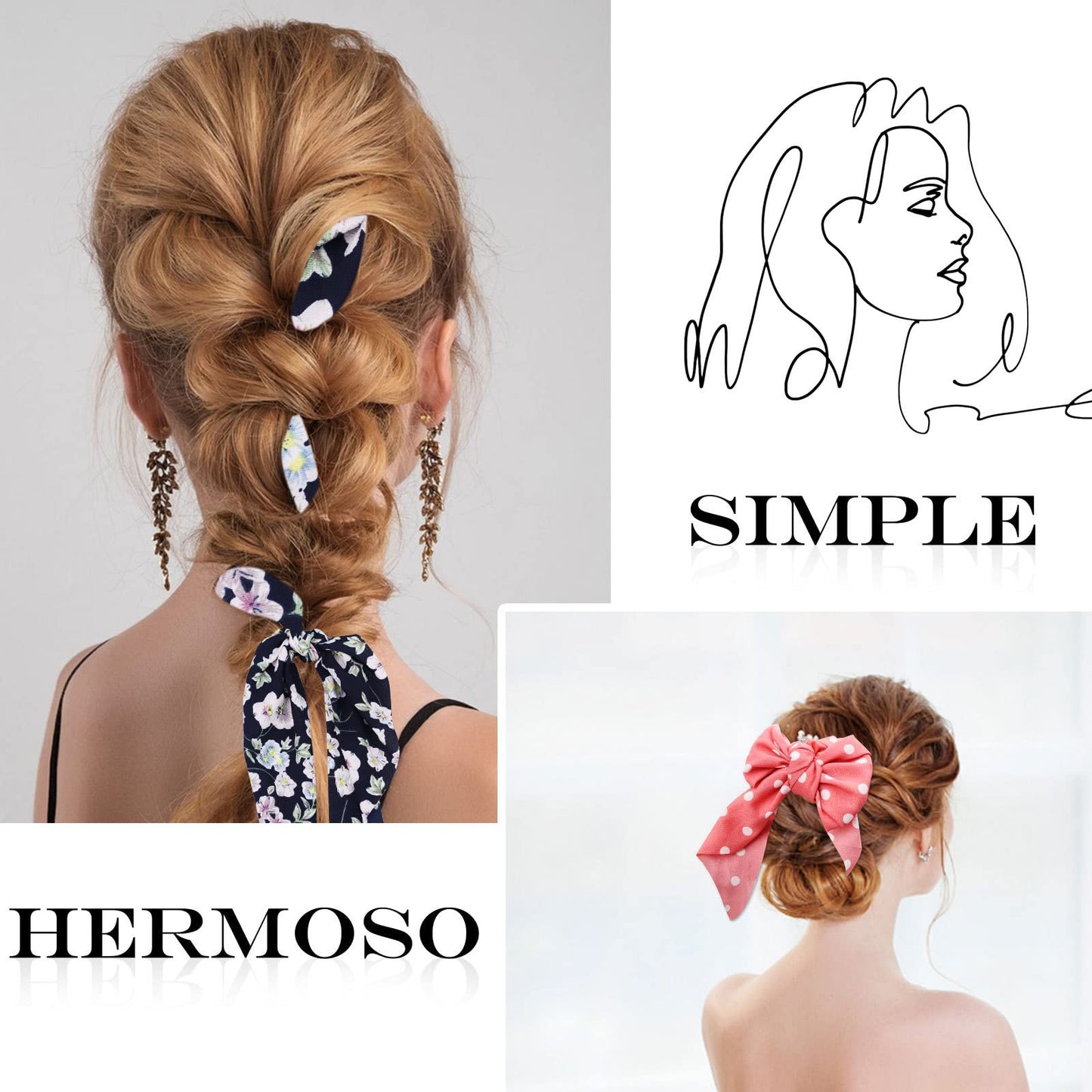 Pack de 12 Scrunchies de Gasa con Estampado Floral - Accesorios Vintage para Peinado - Coleteros Elásticos para Mujer y Niña - Ligas para el Cabello Bowknot - Set de Coleteros de Moda.