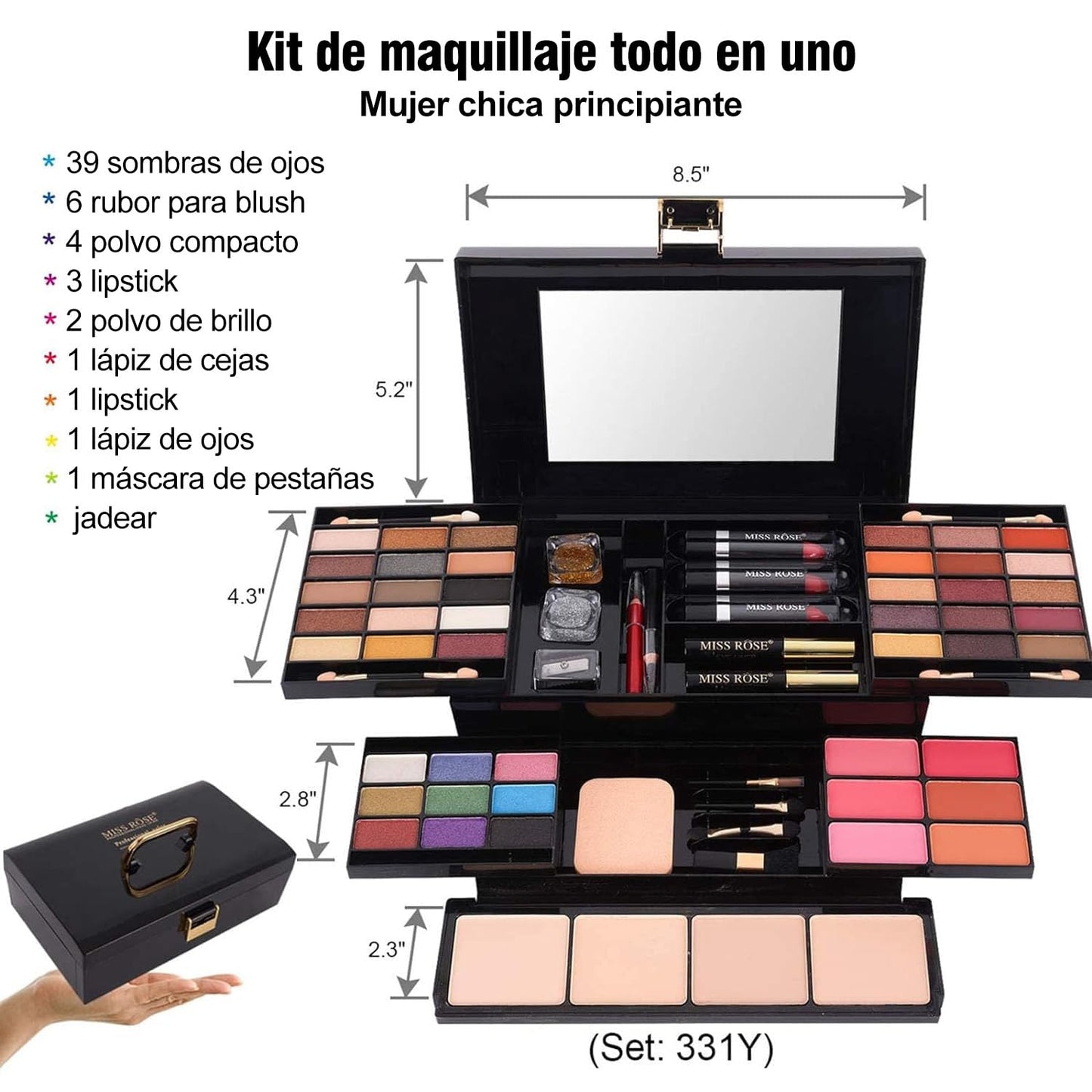 MISS ROSE Paleta de Maquillaje Todo en Uno | Sombra, Cejas y Más