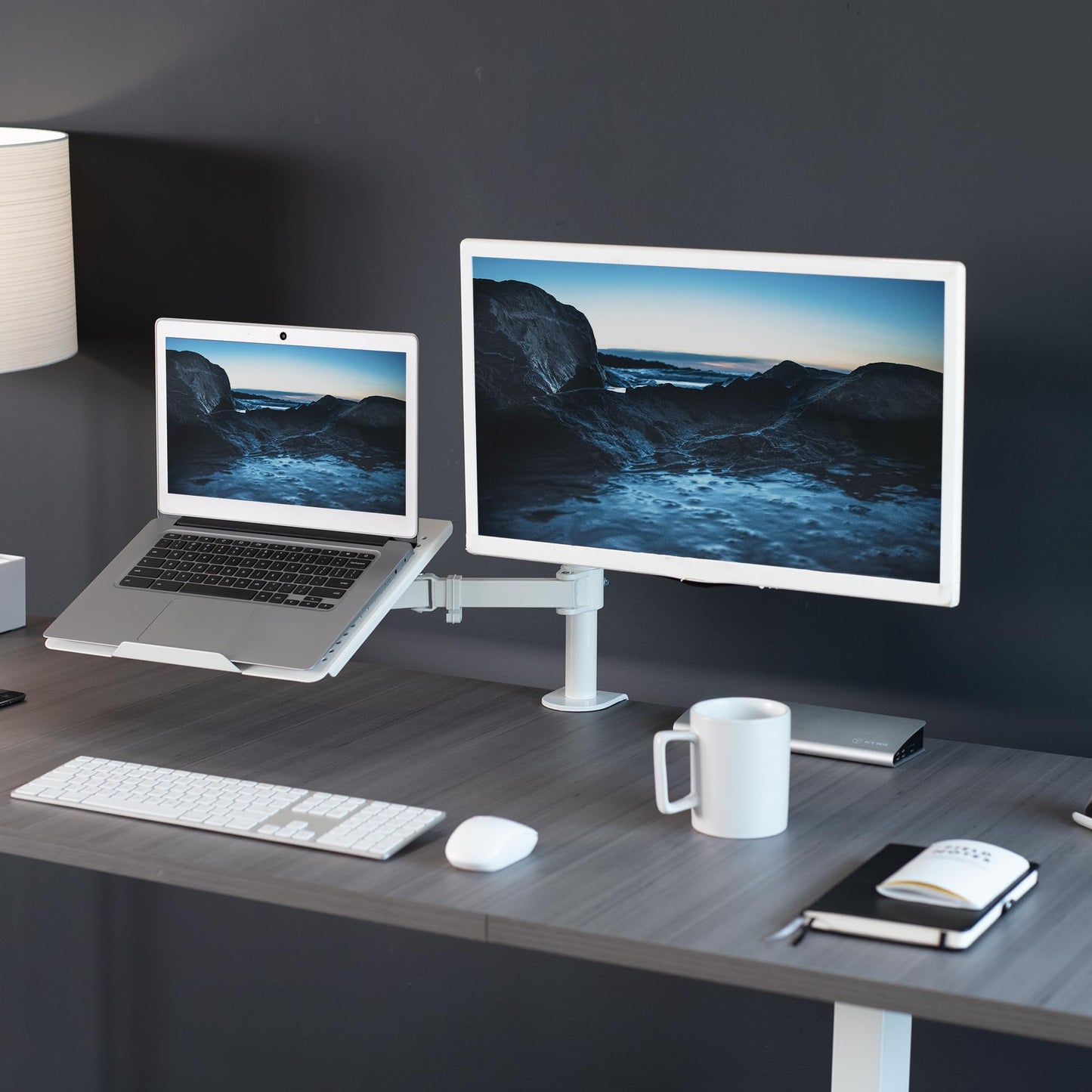 Conjunto de Soporte para Monitor VIVO Blanco totalmente Ajustable para Computadora Individual