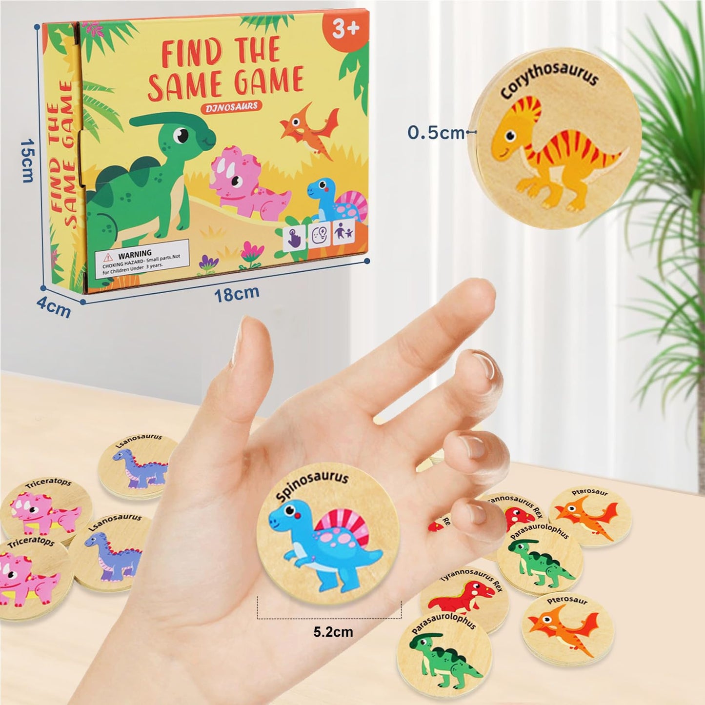 Juegos de Mesa, Juego de Memoria Para NiñOs, 24 Piezas Tarjetas A Juego de Dinosaurio Actividad Educativa, Sequence Juego de Mesa, Ejercitar La CoordinacióN Mano-Ojo y La Memoria(Verde Dinosaurios)