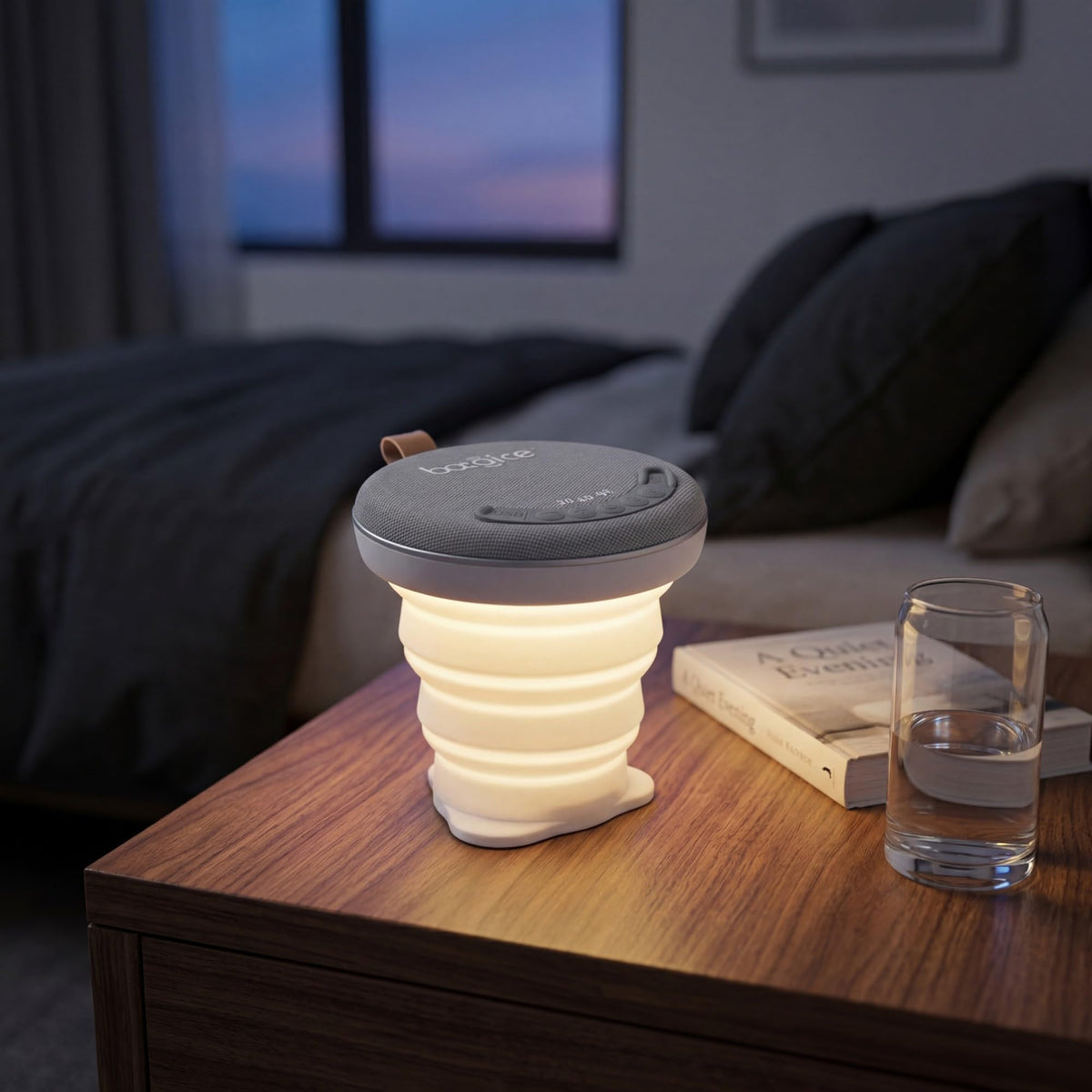 Altavoz Portátil bocoice Blanco Plegable con Máquina de Sonido y Luz Nocturna