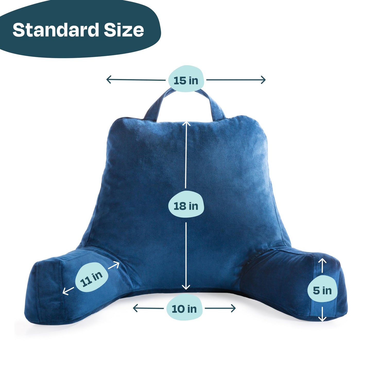 Linenspa - Almohada de Lectura con Memory Foam en Trozos - Cojín para Leer o Descansar - Soporte para Espalda - Para Niños o Adultos - Tamaño Estándar - Color Azul Marino