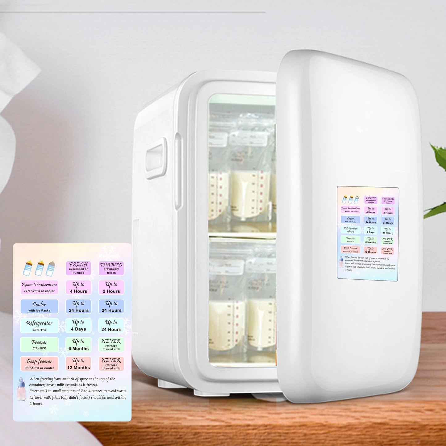 Guía de almacenamiento de leche materna, tarjeta magnética, guía de almacenamiento de leche materna, tarjeta magnética, 2 unidades, tabla de conversión de leche materna, refrigerador congelador,