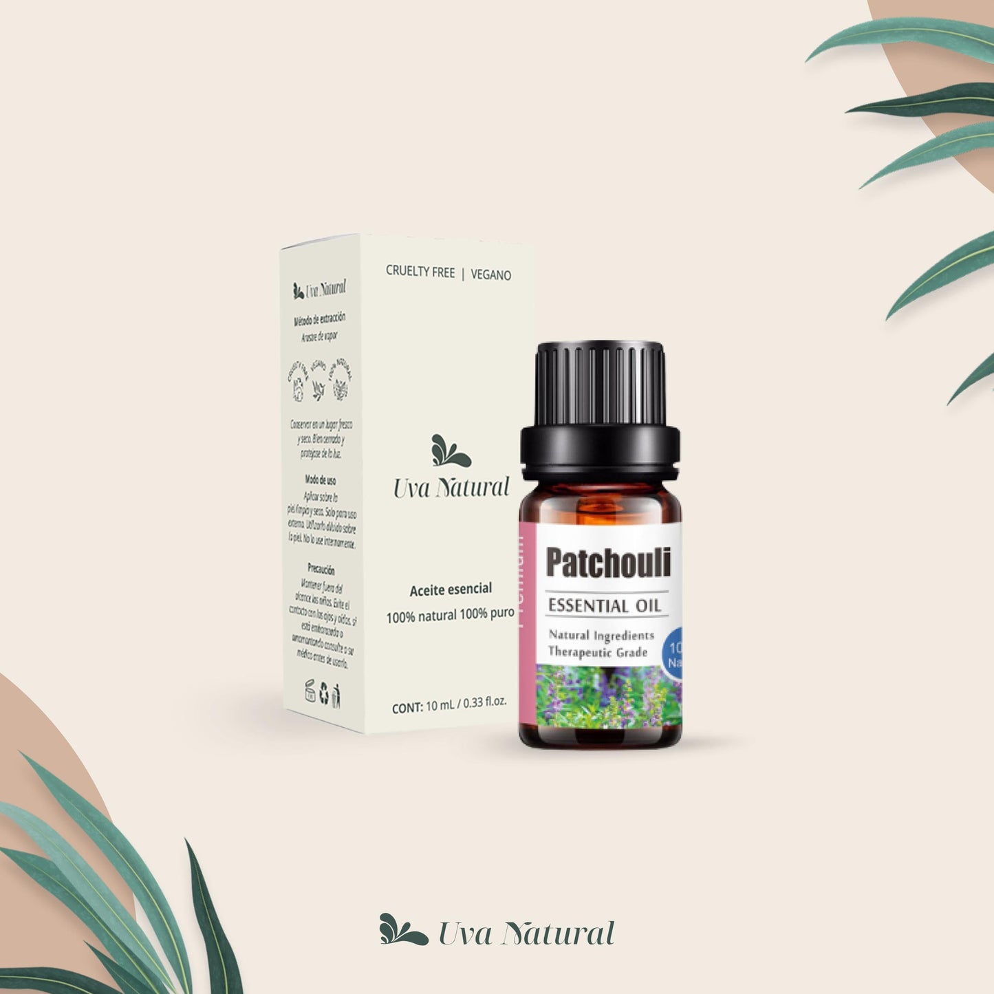 Aceites Esenciales Pachuli Natural UVa Natural 10 ML Aromaterapia Conjunto de Difusores y Humidificadores con Caja de Regalo