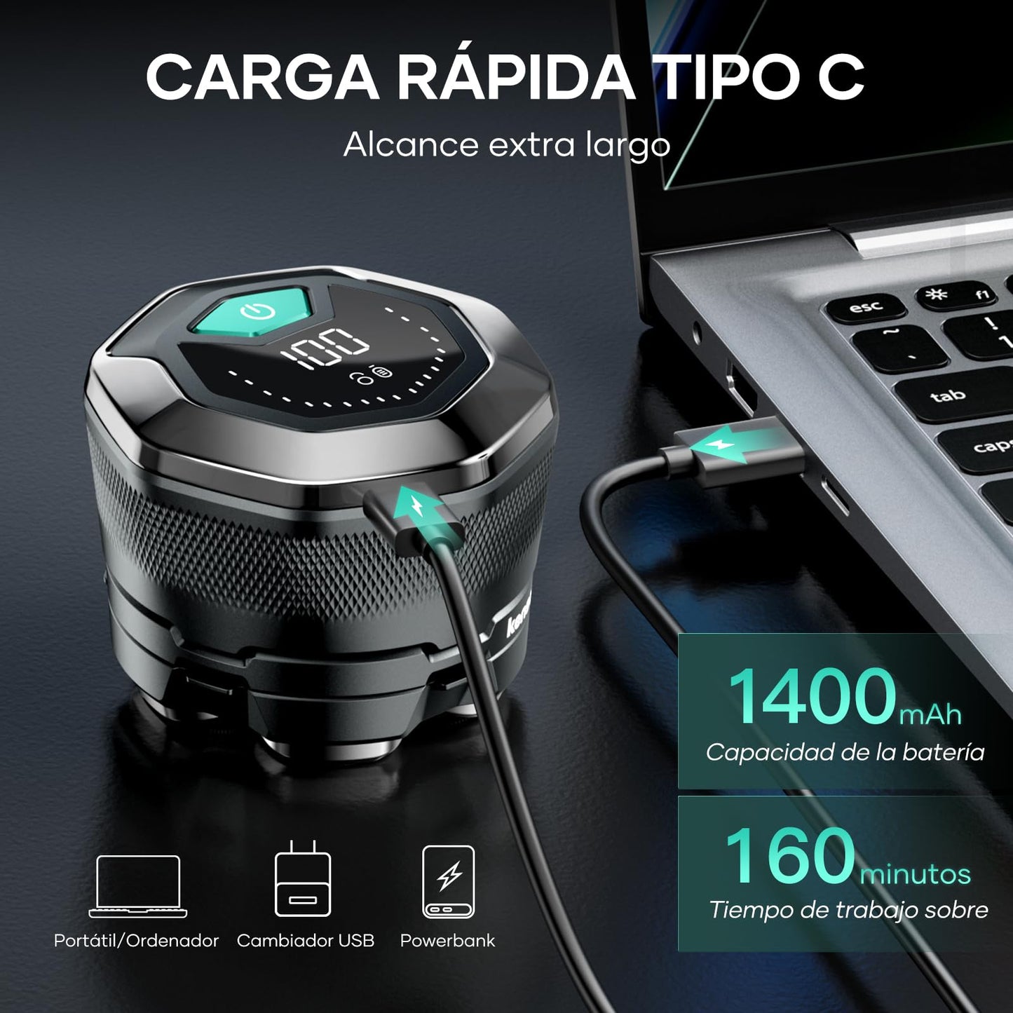 Afeitadora KENSEN IPX6 Negra 6D Cabezales Magnéticos para Hombre