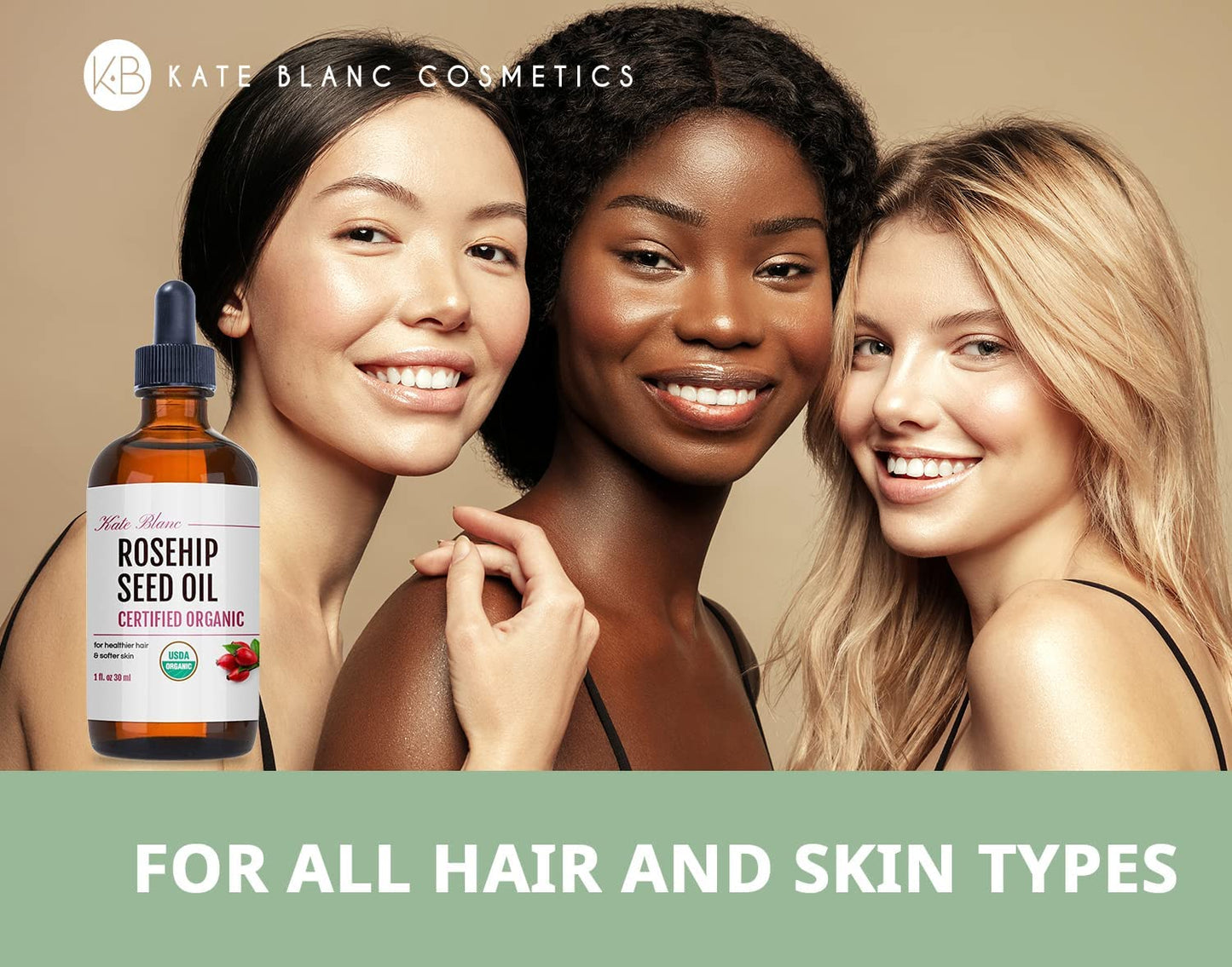Kate Blanc Cosmetics Rosehip Seed Oil 30 ml - Hidratación - - Piel Radiante - Tono Uniforme - Hecho en USA