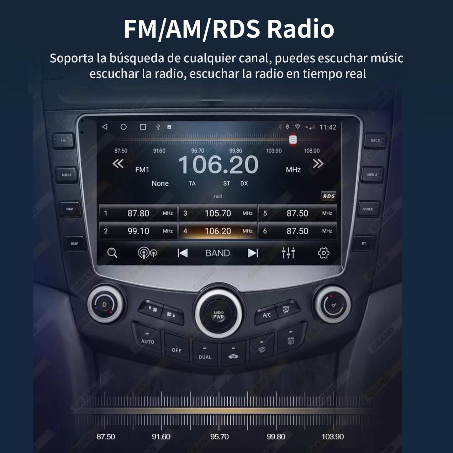 FINYQBET Estéreo para Auto 3999, Android 11 con CarPlay Inalámbrico, GPS y Bluetooth, Compatible con Honda Accord 2003-2007, Cámara de Reversa y Control de Volante