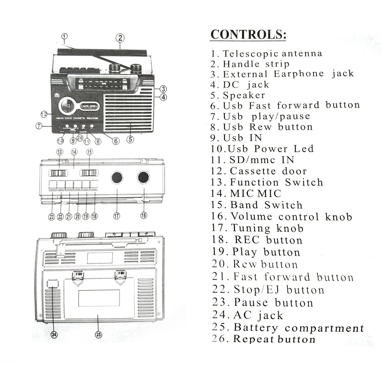 Actualice el Combo de Reproductor de CD y Casete TR621 con Control Remoto, Radio AM FM Portátil Boombox, Sonido Estéreo del Reproductor MP3, USB, Puerto TF, para la Familia