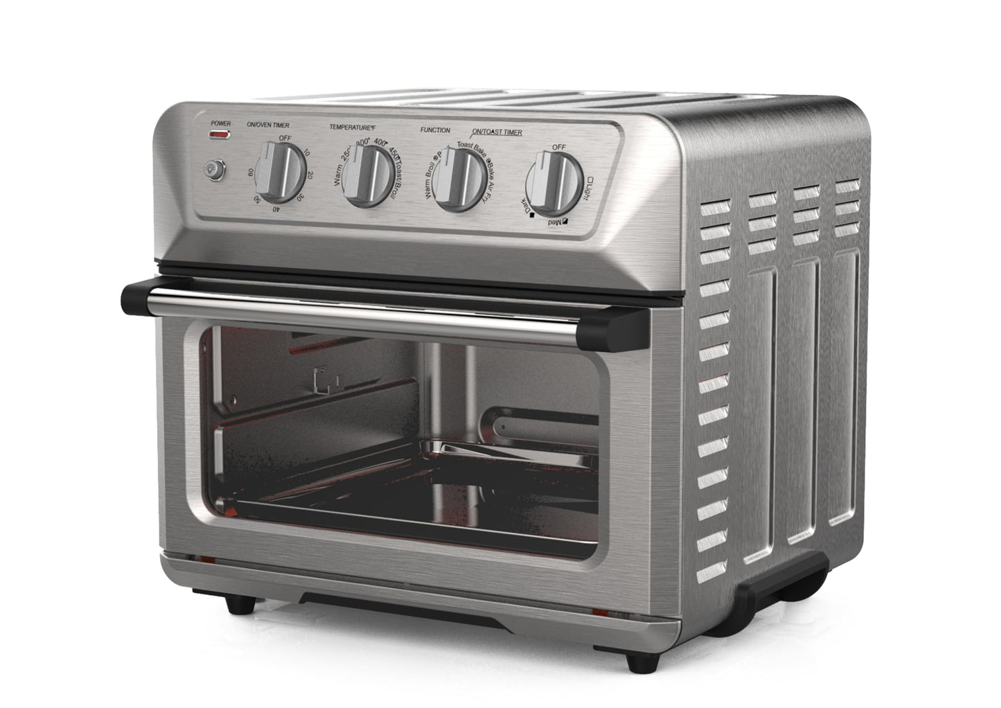 iCucina - Horno tostador para freidora de aire de convección de 1800 W, horno de encimera grande de 22.5 cuartos con funciones 7 en 1 (tostador cortada), acero inoxidable