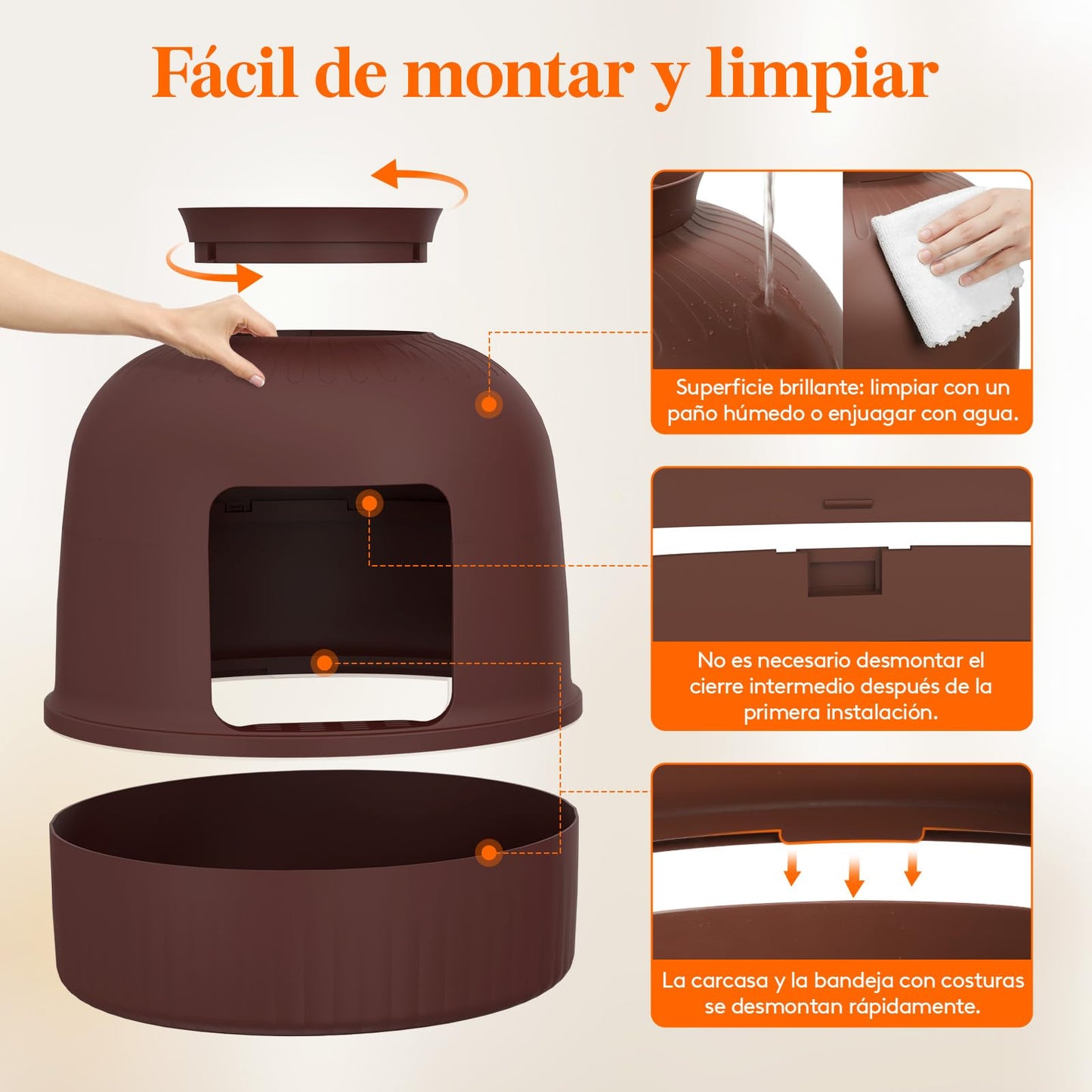 Lifewit Caja de Arena con Planta sintética y Pala para Gatos Grandes, Bandeja de Arena Oculta en Esquina con Control de olores y Filtro de Carbono en salón/Dormitorio/baño, Marrón