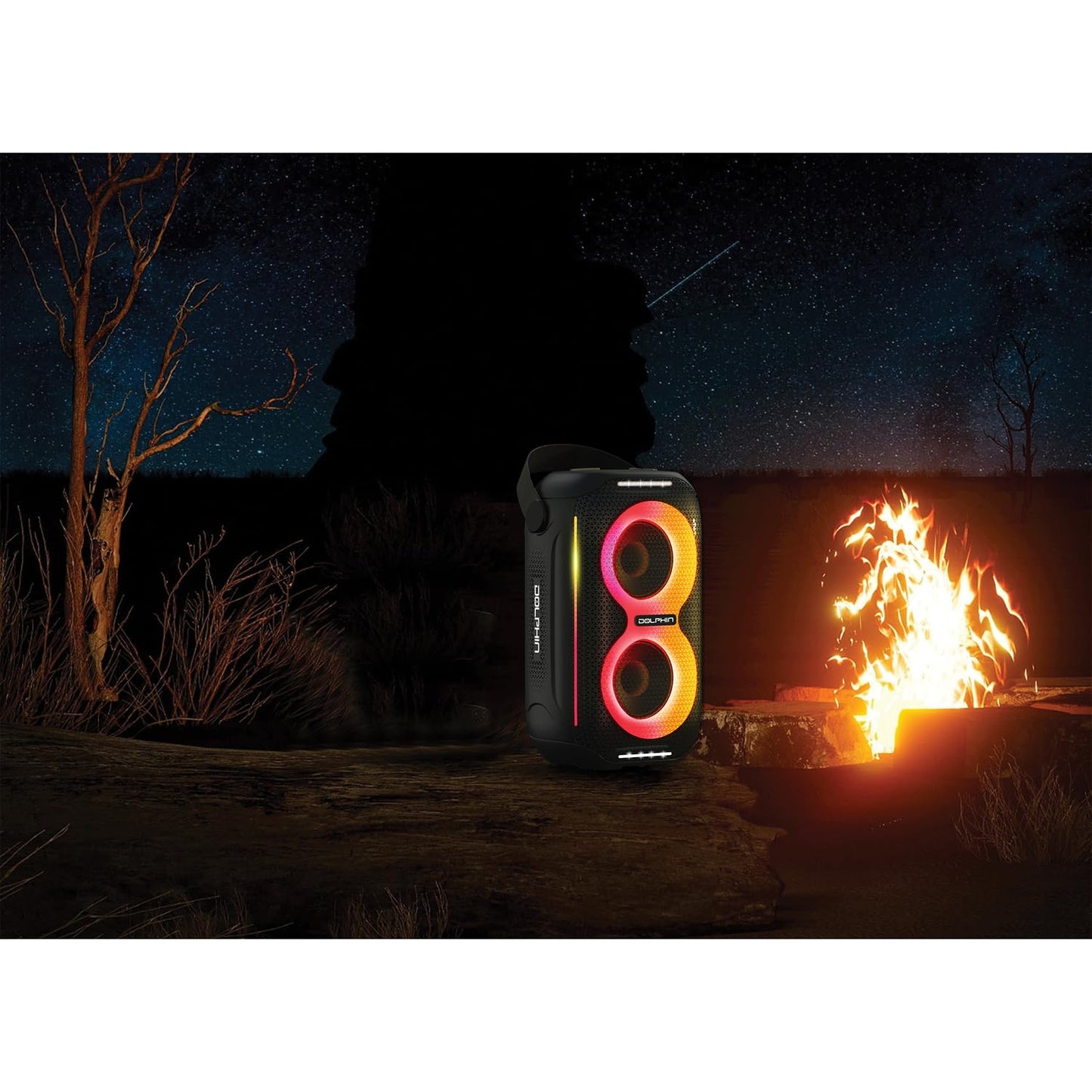Dolphin New! Altavoz portátil impermeable para fiesta S20: diseño compacto, espectáculo de luz HD, ideal para playa, piscina, ducha, camping, todas las aventuras al aire última intervensión (negro)