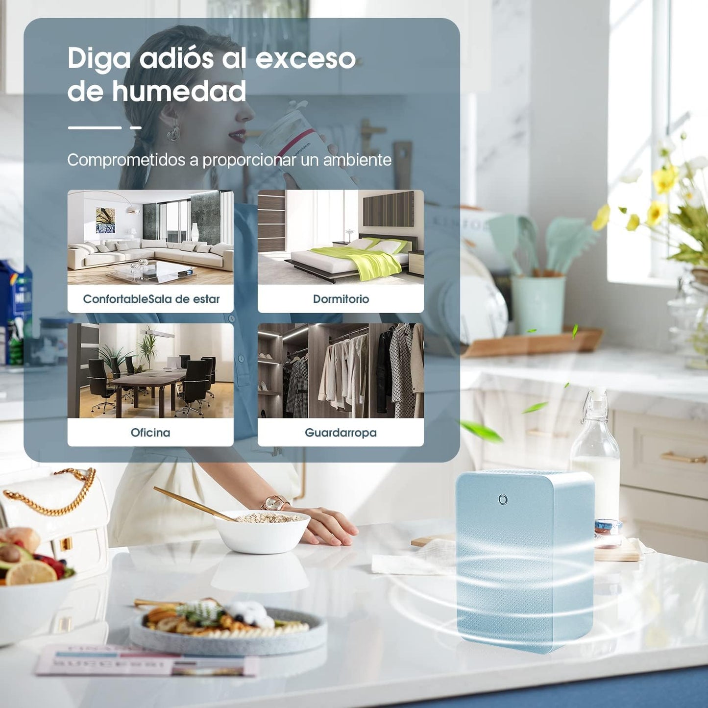 LSXD Deshumidificador Silencioso 1000 ml, Bajo Consumo de Energía, Portátil para Humedad y Molde en Hogar, Dormitorio, Baño, Closet y Oficina