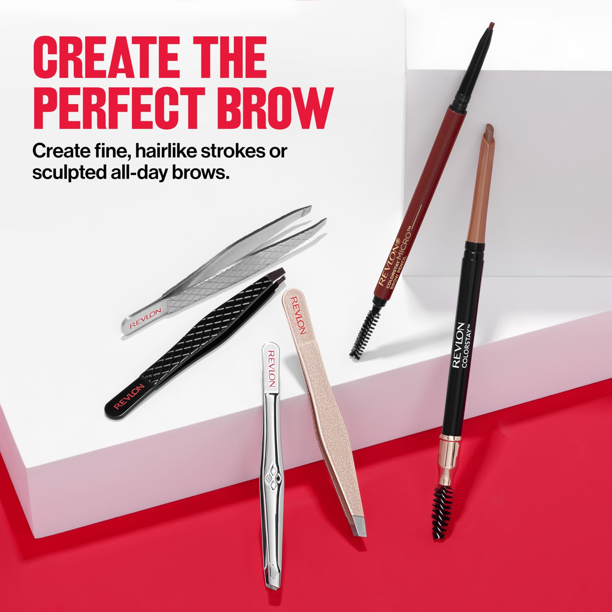 Lápiz de cejas de Revlon, Colorstay Maquillaje de ojos con carrete de cejas, impermeable, punta de precisión en ángulo de larga duración, 215 caoba, 0.1 onzas