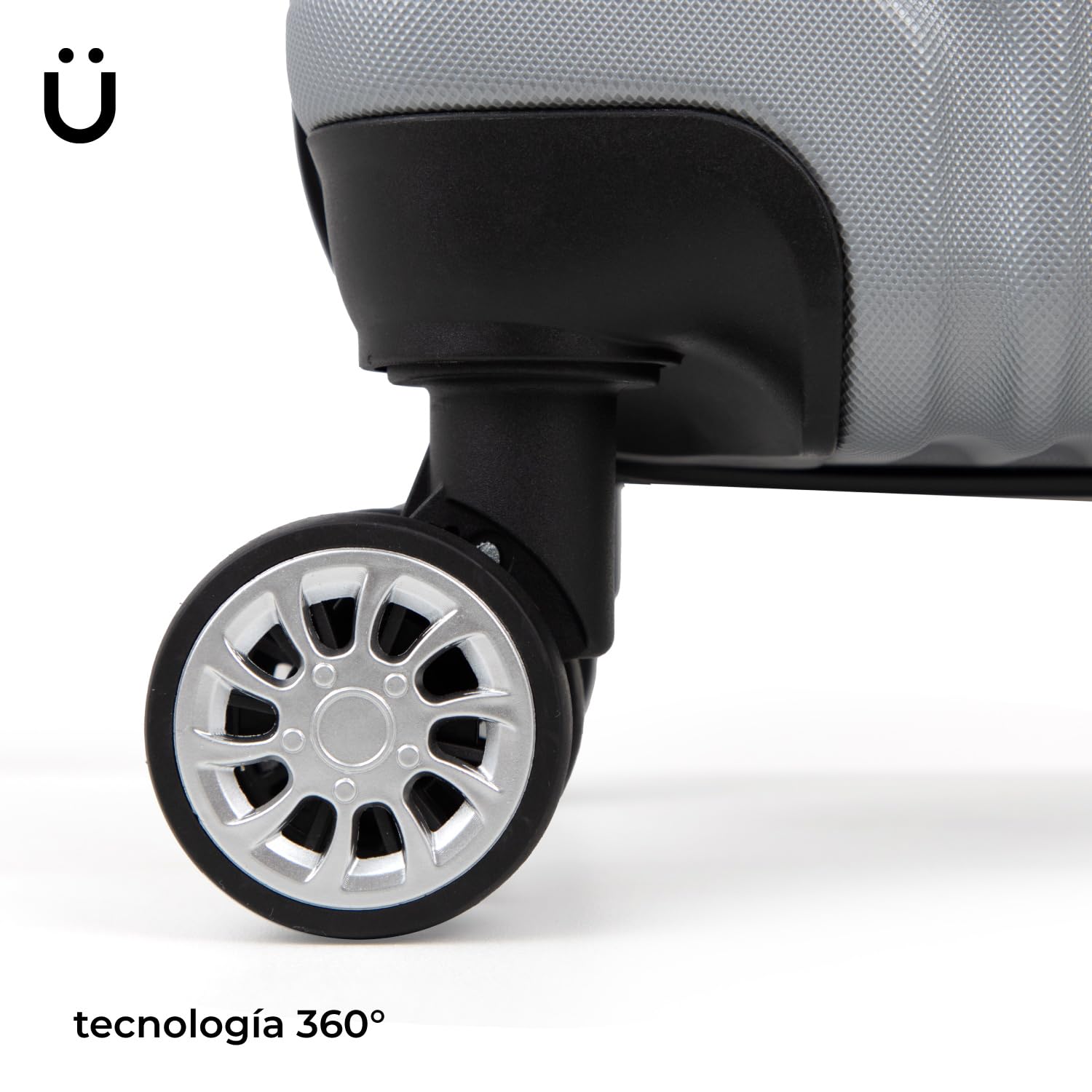 Maleta de Viaje Rumbo Gris Plata Resistente con 4 Ruedas y Candado de Seguridad