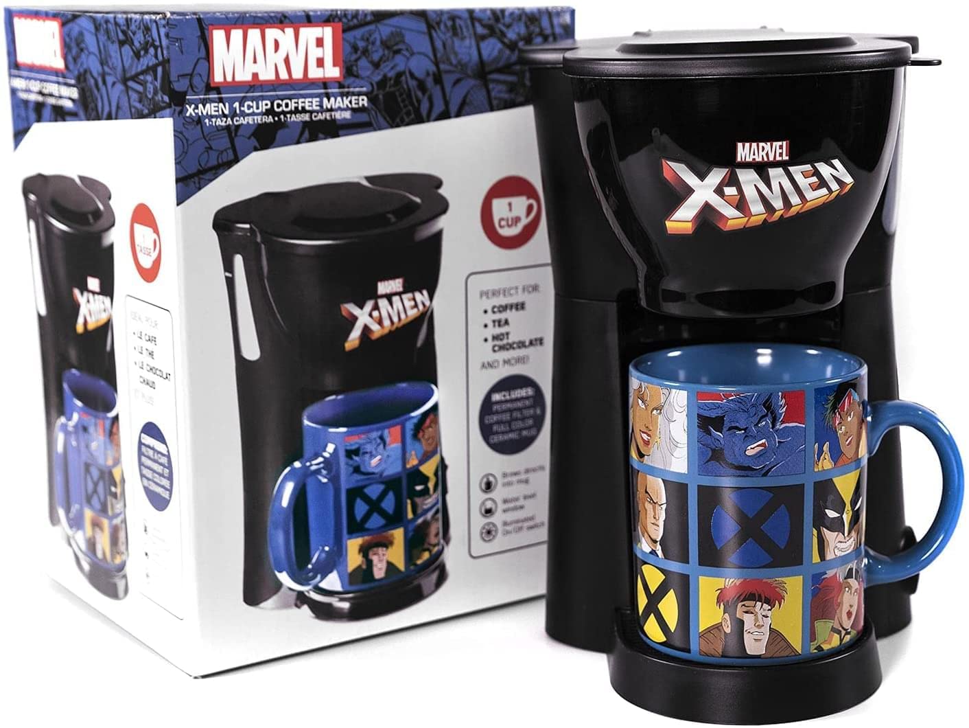 Uncanny Brands X-Men - Cafetera individual con taza, taza A Joe con Marvel s Mighty Mutants
