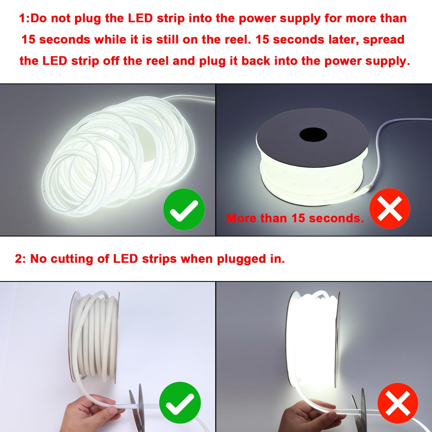 BENLUN Tira LED COB 110V 20 Metros, 6000K Blanco Frio Luces de LED Exterior Impermeable, 10W/M CRI 90+ Flexible Luz LED sin Transformador para Habitacion Techo, Decoración, Patio