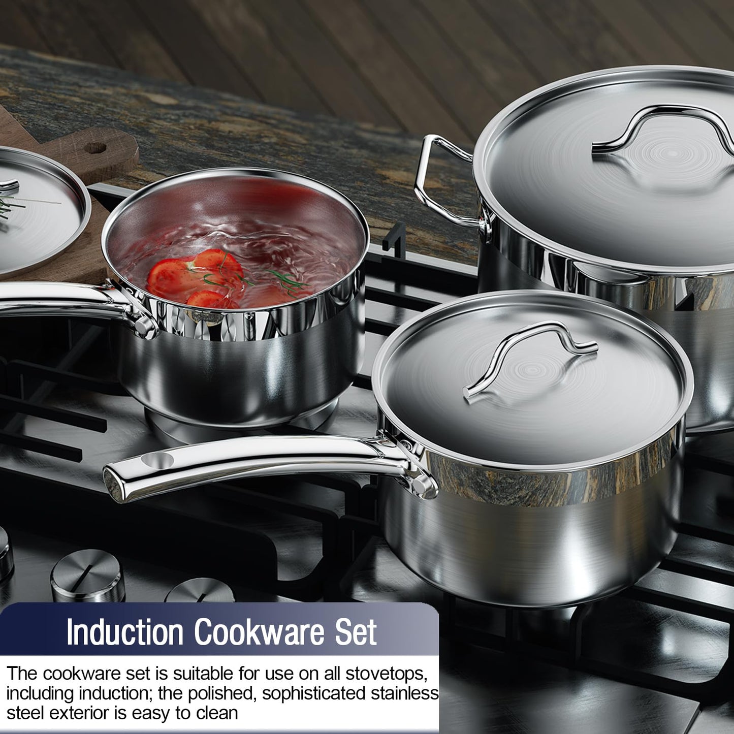 Cooks Standard 02659 Professional Stainless Steel Cookware set 8PC, 8 PC, Silver