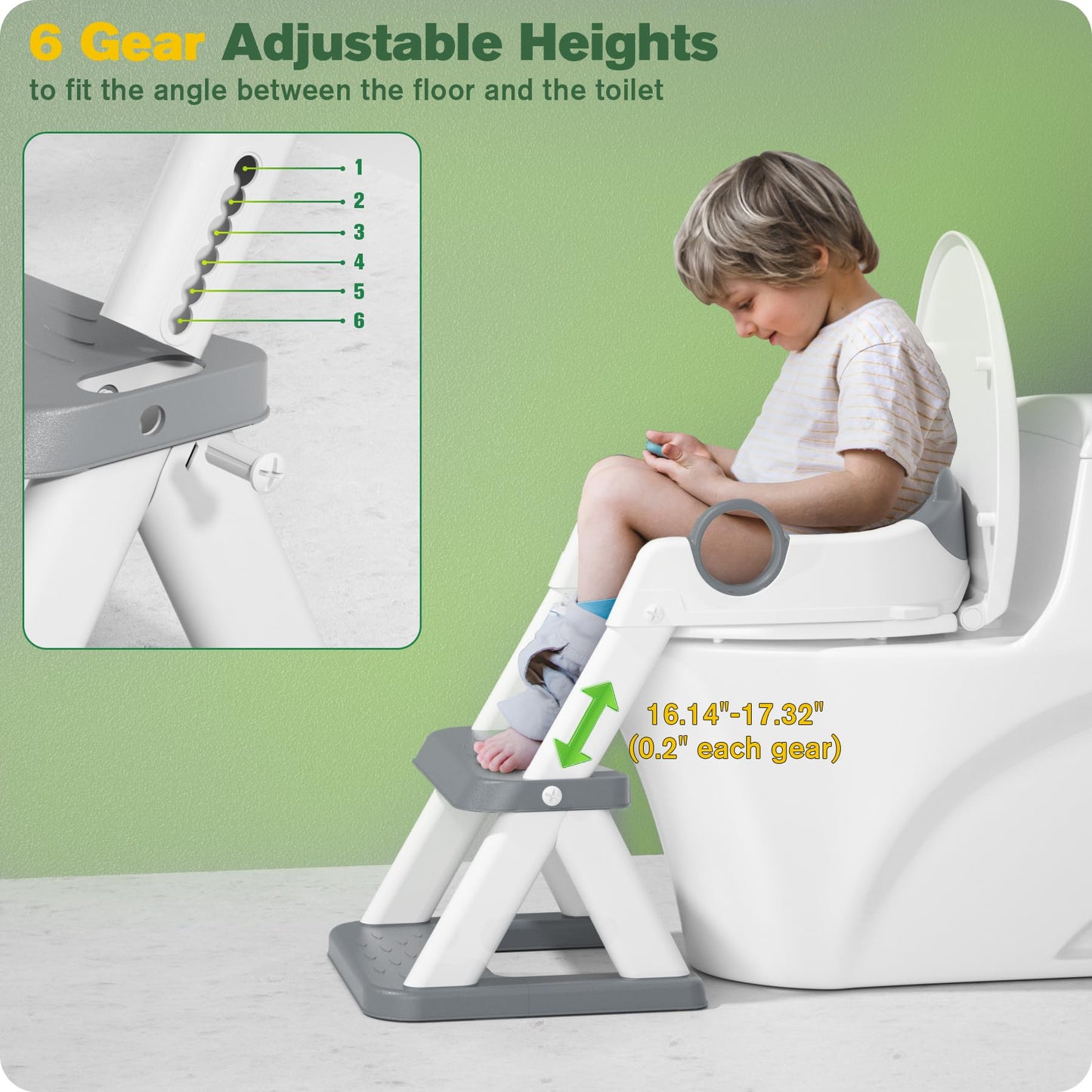Asiento de Entrenamiento Rabb 1st Blanco Mejorado con Protector de Salpicaduras y Taburete Antideslizante para Niños y Niñas