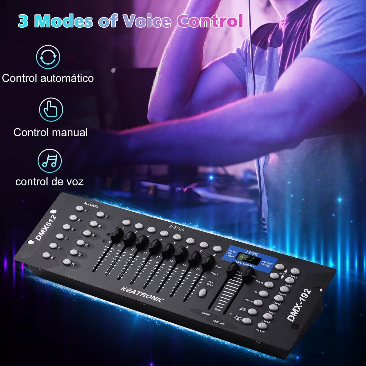 KEATRONIC Controlador Dmx 192 Canales Luces Dj Consola 512,Con Línea de señal metálica
