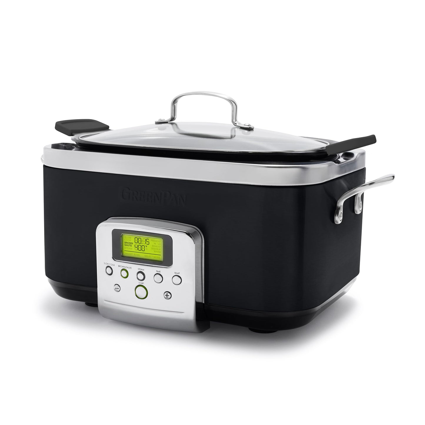 GreenPan Elite 8 en 1 - Olla de cocción lenta eléctrica programable de 6 cuartos de galón, tapa apta para lavaplatos y rejilla extraíble, sin PFAS de cerámica saludable, antiadherente, Sear, saltar