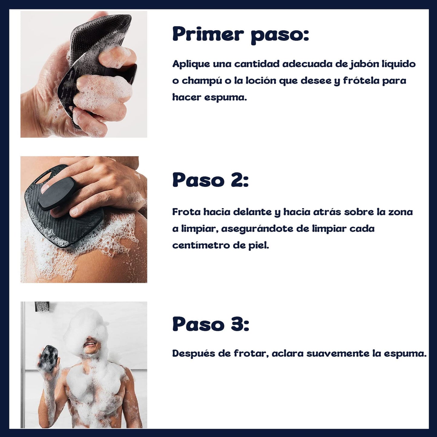 COREFUN Cepillo de Masaje de Silicona Exfoliante 1PK, Cepillo de Ducha, Limpiador de Silicona Premium, Cepillo de Baño y Champú de Silicona, Limpiador Corporal de Silicona Suave, Cerdas Que Aumentan La Espuma