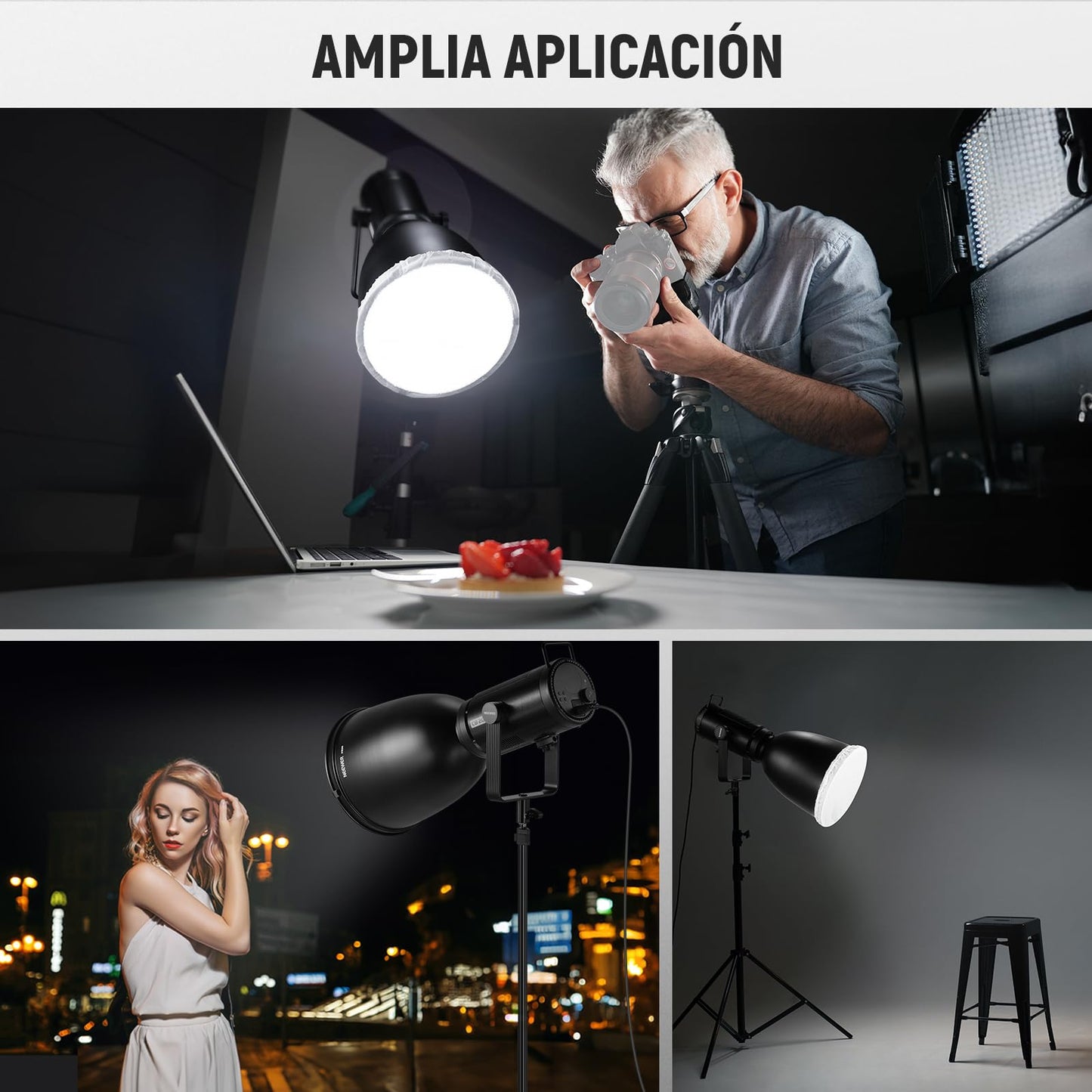 NEEWER 11,6"/29,5cm Soporte Bowens Reflector Enfoque Profundo con 15°/30° Honeycomb Grids y Tela Suave, 45° Pantalla Difusor Compatible con Godox Estudio Strobe Flash Luz Speedlite, FR30