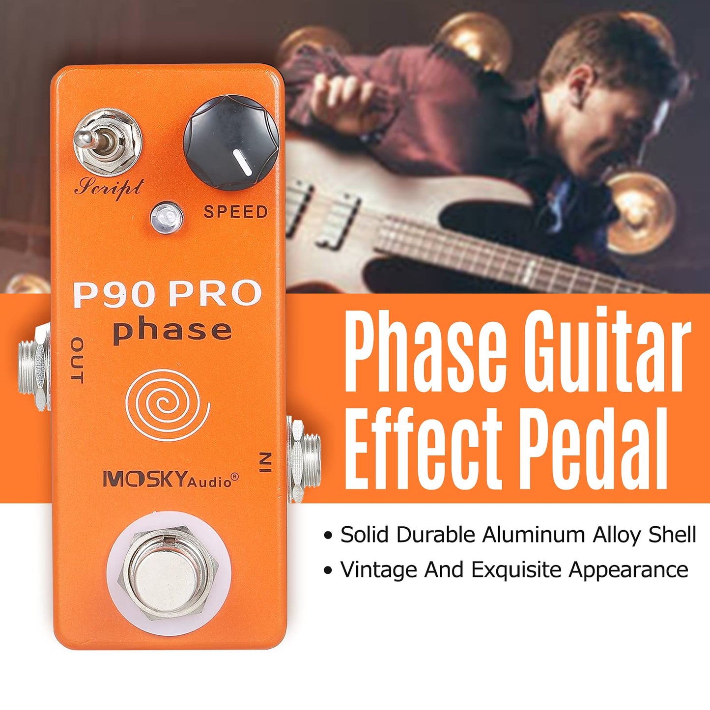 ERYUE Phaser Pedal, MOSKYaudio P90 PRO Fase Phaser Pedal Efectos de Guitarra Mini Pedal clásico Phaser Pedal Efecto Pedal