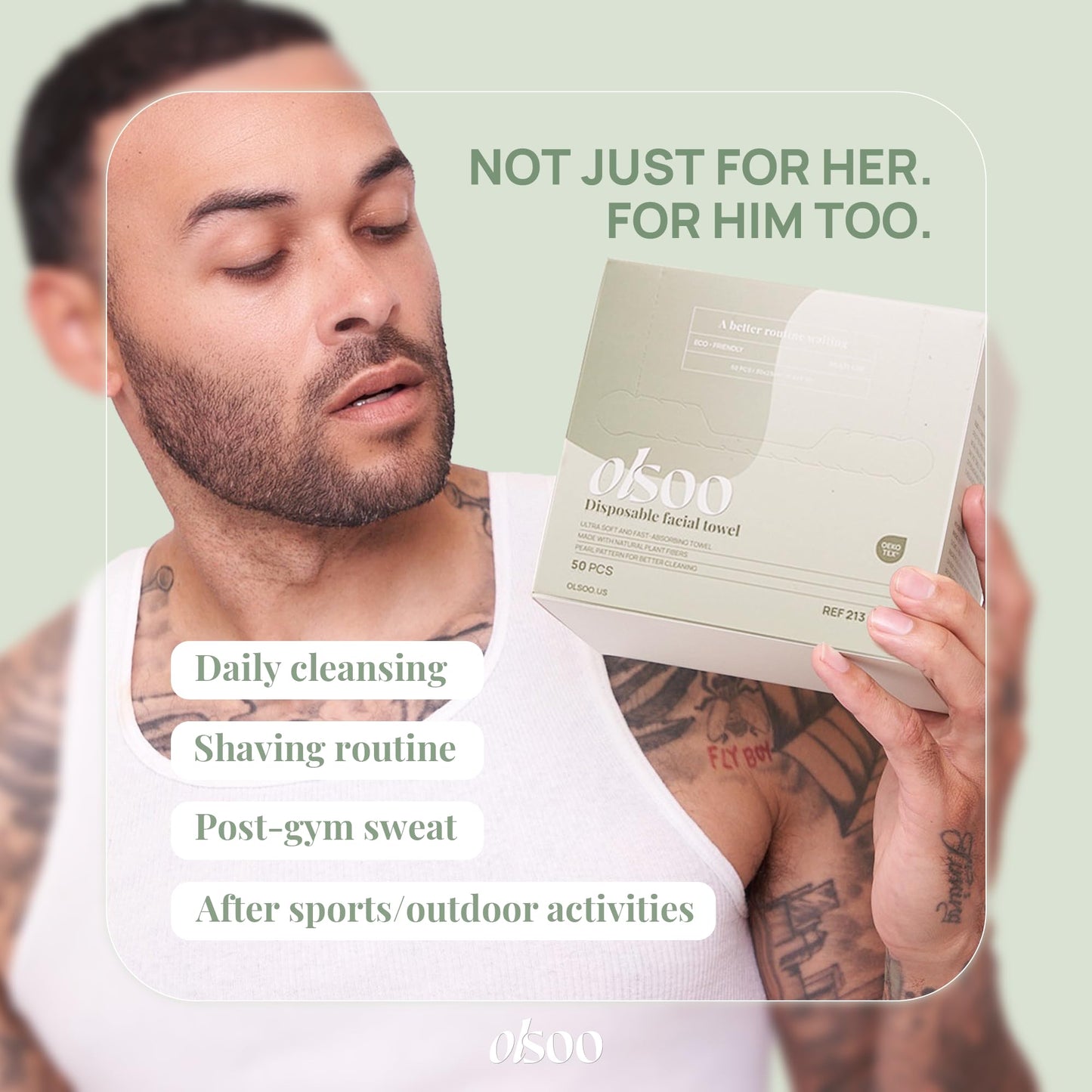OLSOO Toallas Faciales Clean Face Towels XL® – 100% viscosa, con certificación OEKO-TEX, toallas desechables ultrasuaves, superabsorbentes y ecológicas para todo tipo de piel (50 unidades)