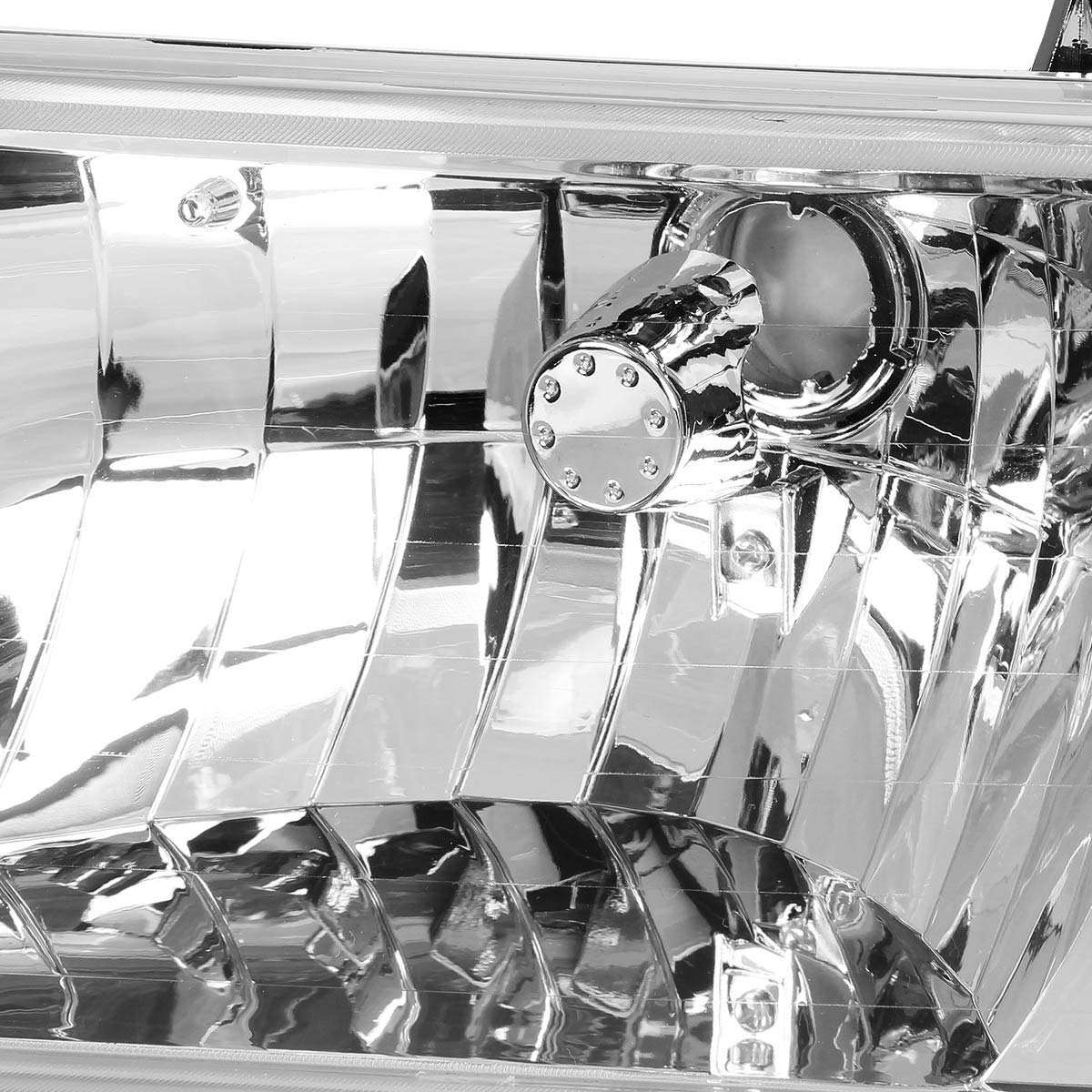 DNA MOTORING Conjunto de Faros HL-OH-DD974P-BK-AM (Lado del Conductor y del Pasajero), HL-OH-F15092-6P-CH-AM, Reflector ambarino de la Cubierta del Cromo