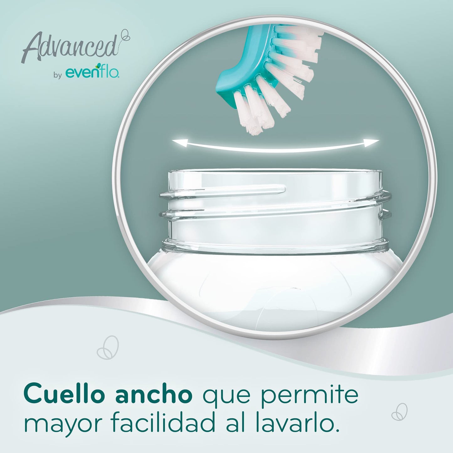 Advanced by Evenflo, Biberón Anticólicos Cuello Ancho, Transparente, Flujo Medio, 9oz/270ml, 1 pieza, MEX.