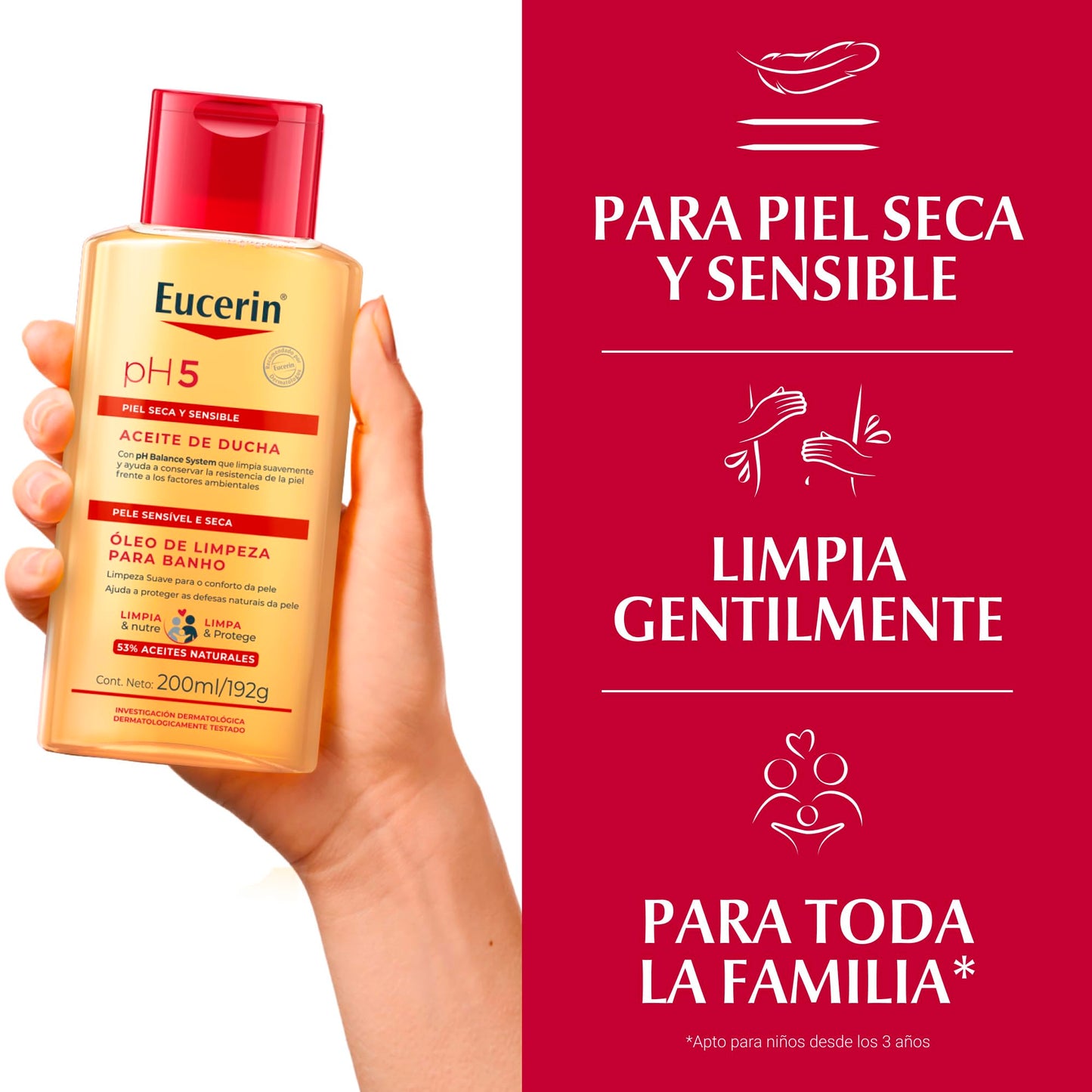 Eucerin Ph5 Aceite de Ducha para Piel Sensible o Seca, 200 ml