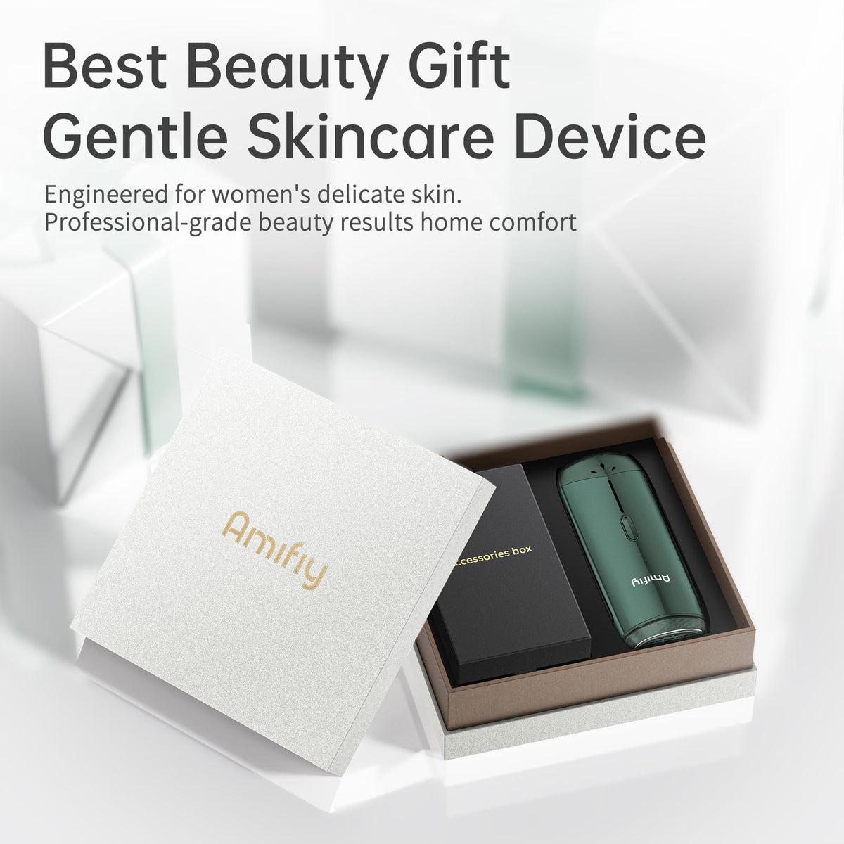 Amifiy Dispositivo de depilación IPL de enfriamiento por hielo para uso doméstico, máquina de depilación láser, depiladora indolora para mujeres y hombres, 3 niveles de energía y 2 modos, uso facial y