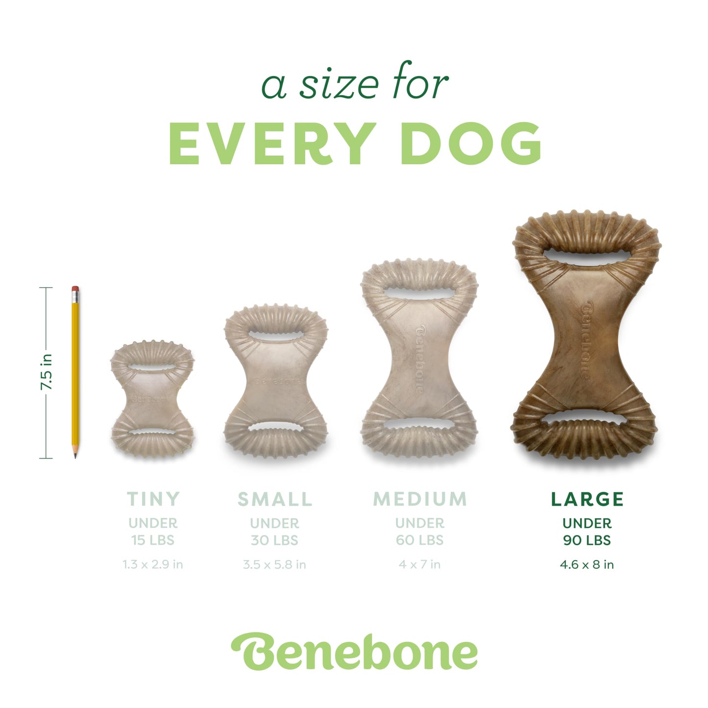 Benebone Dental Dog Chew Toy for Aggressive Chewers, Long Lasting, Made in USA, Large, Real Peanut Flavor