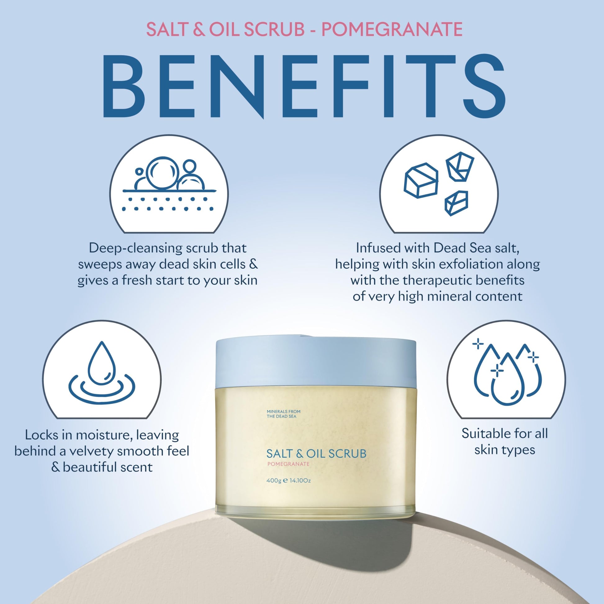 Exfoliante de Sal y Aceite Seacret Pomegranate Para Todo Tipo de Piel